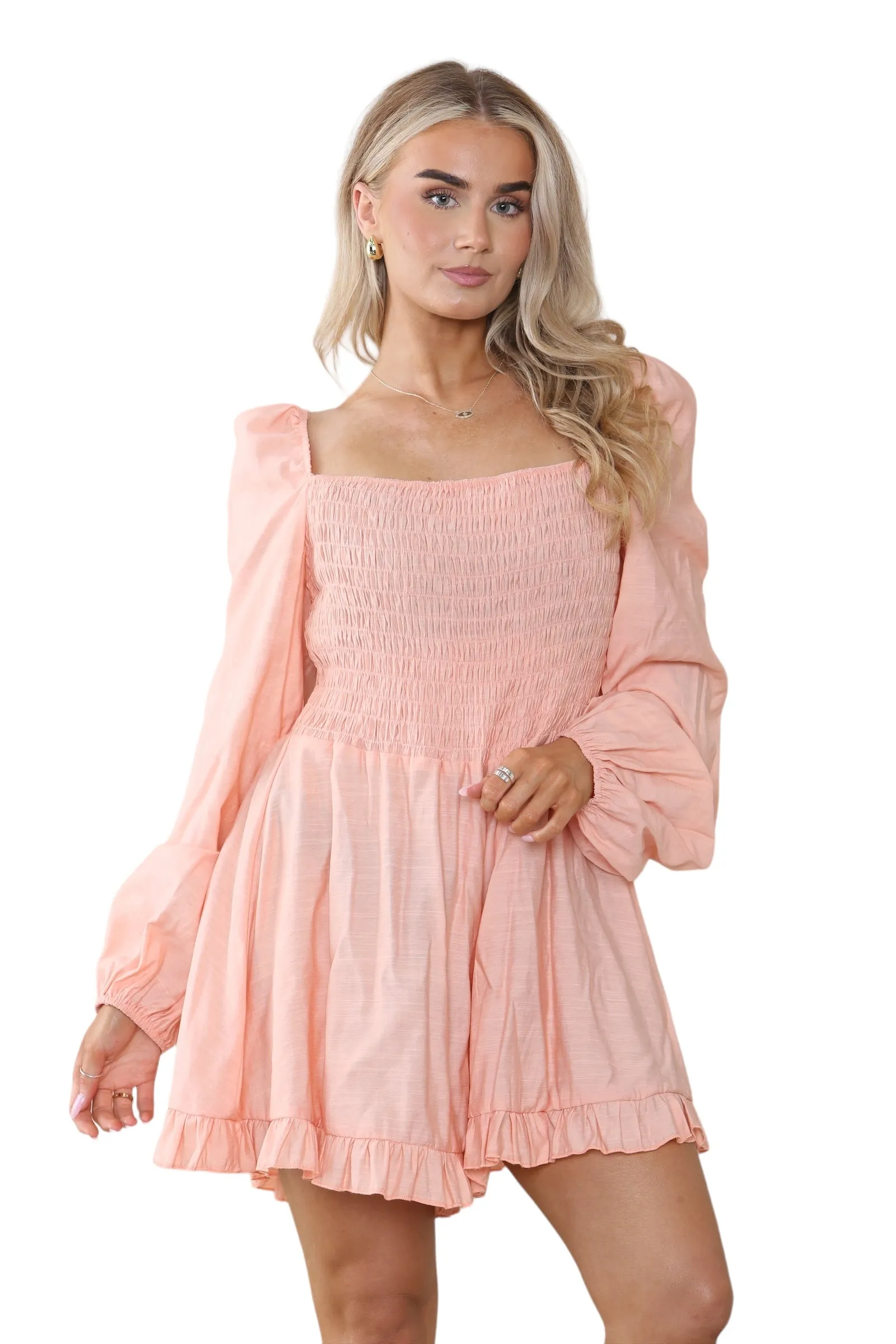 Orange Square Neck Mini Swing Jumpsuit Playsuit 4 Orange Square Neck Mini Swing Jumpsuit Playsuit
