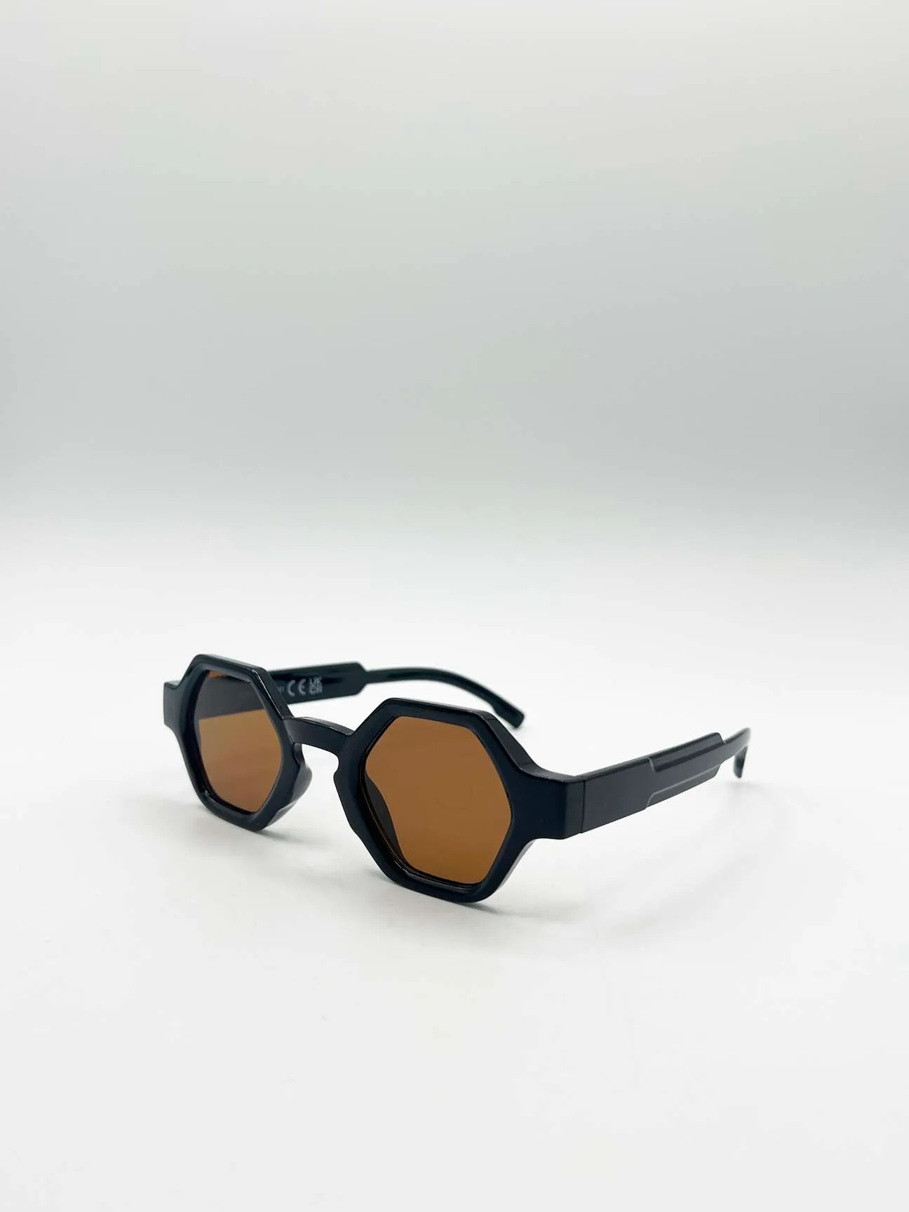 Round Hexagon Sunglasses in Black and Brown 3 Round Hexagon Sunglasses in Black and Brown