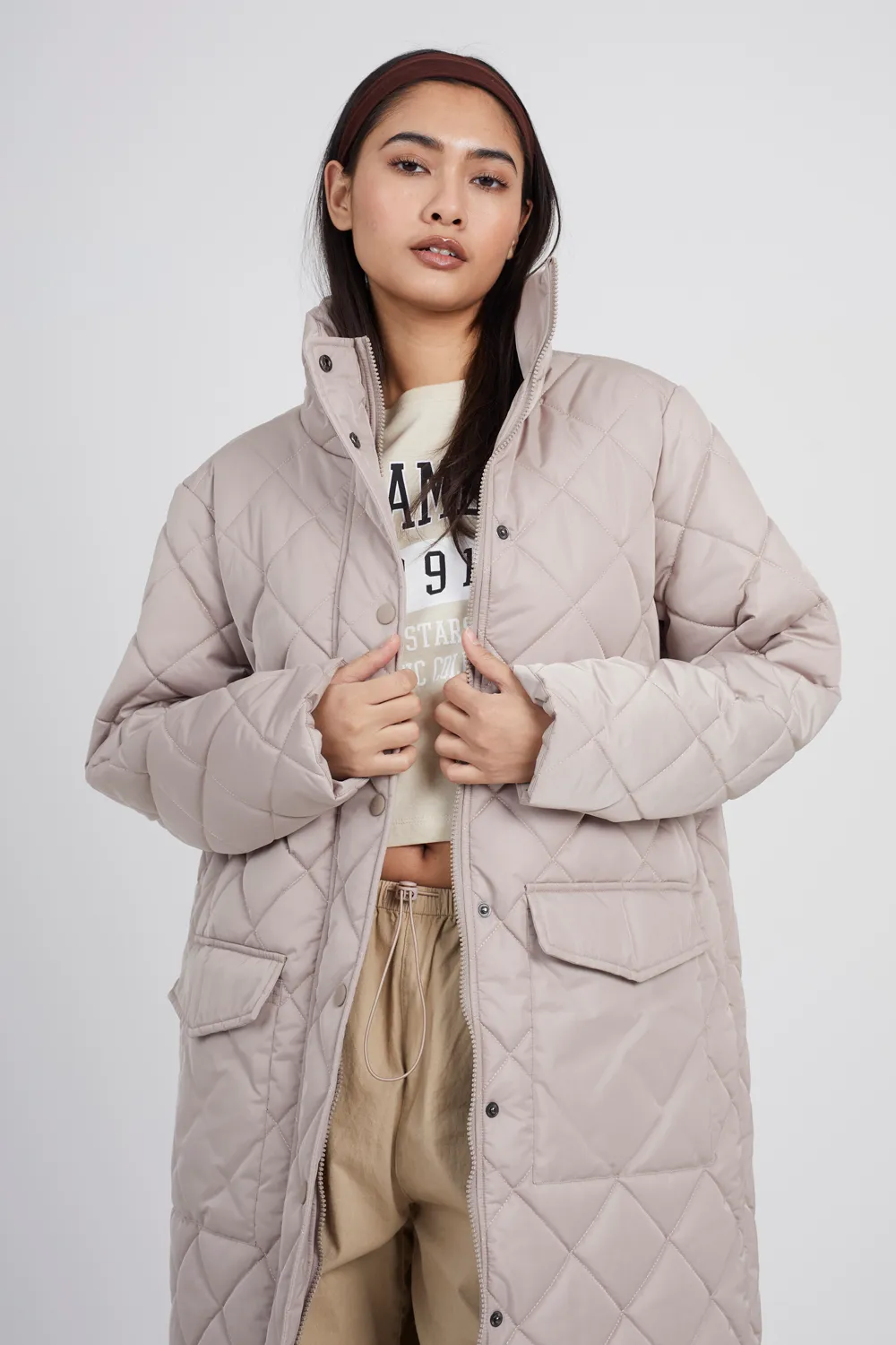 Long Diamond Quilted Jacket 3 Long Diamond Quilted Jacket