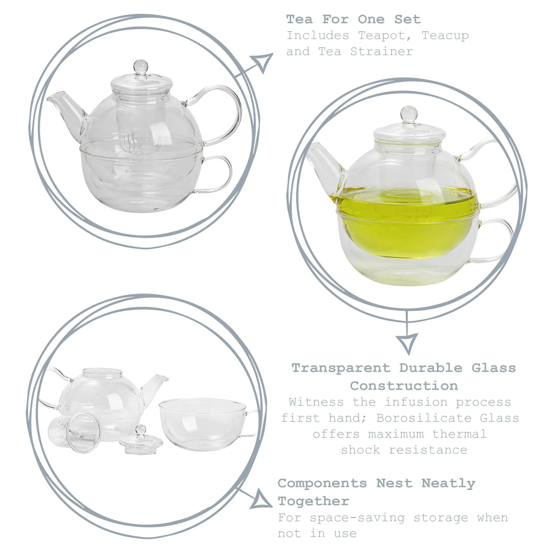 Glass Tea For One Set 550ml 2 Glass Tea For One Set 550ml