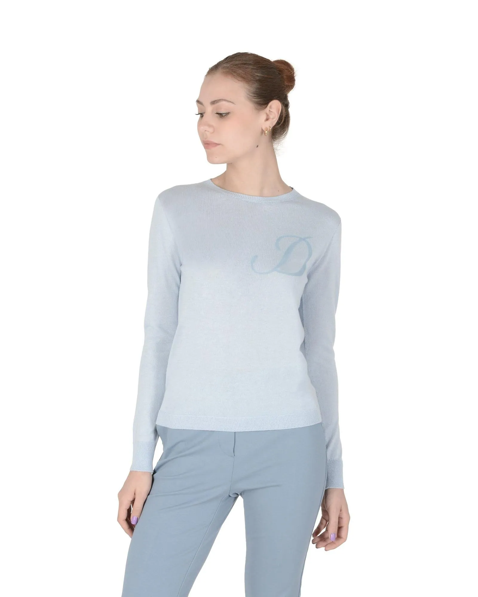 Cashmere Jumper Crew Neck Light Blue- Sky Blue Sweaters 3 Cashmere Jumper Crew Neck Light Blue- Sky Blue Sweaters