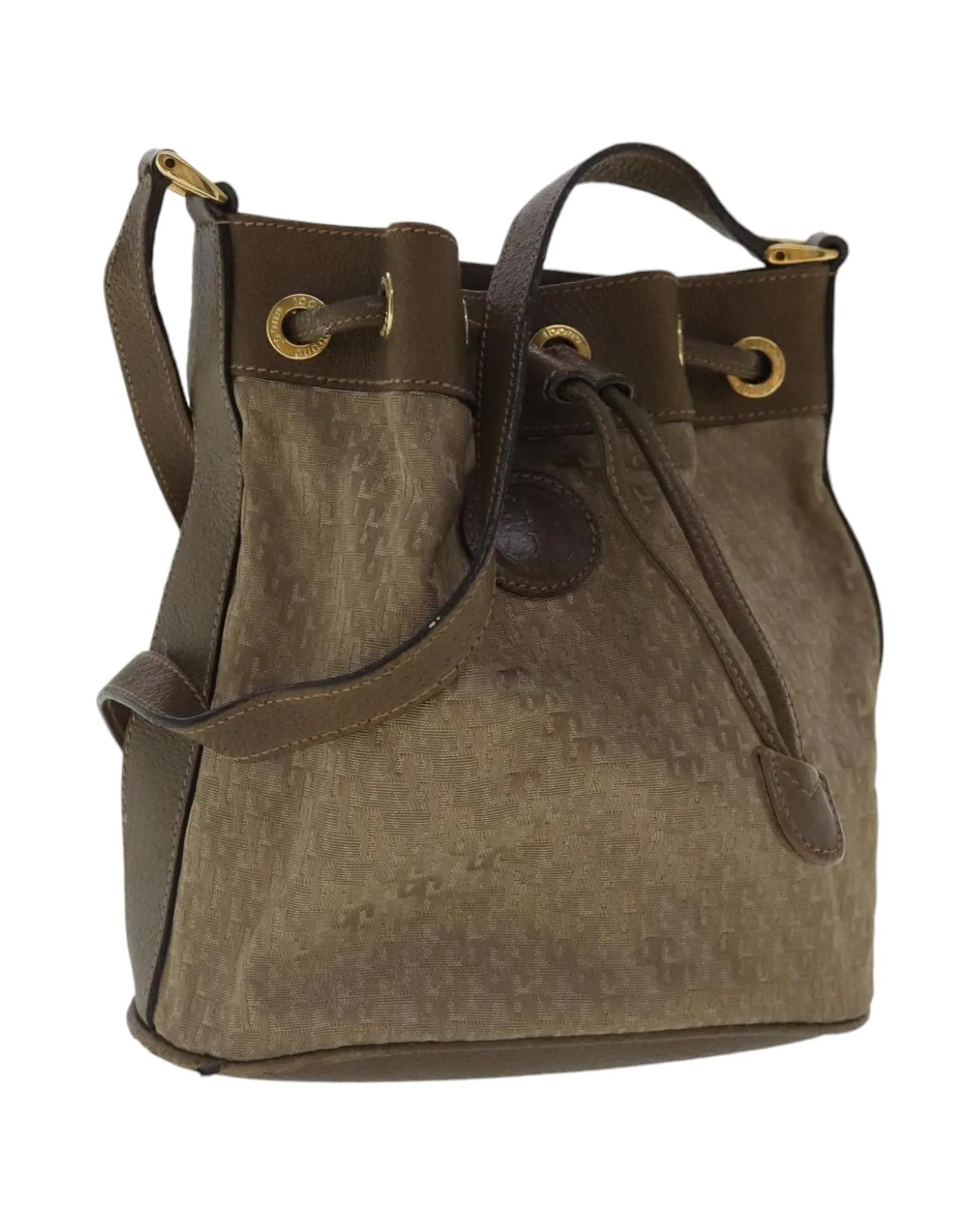 Preloved Vintage Bucket Bag Drawstring- Gold Shoulder Bags