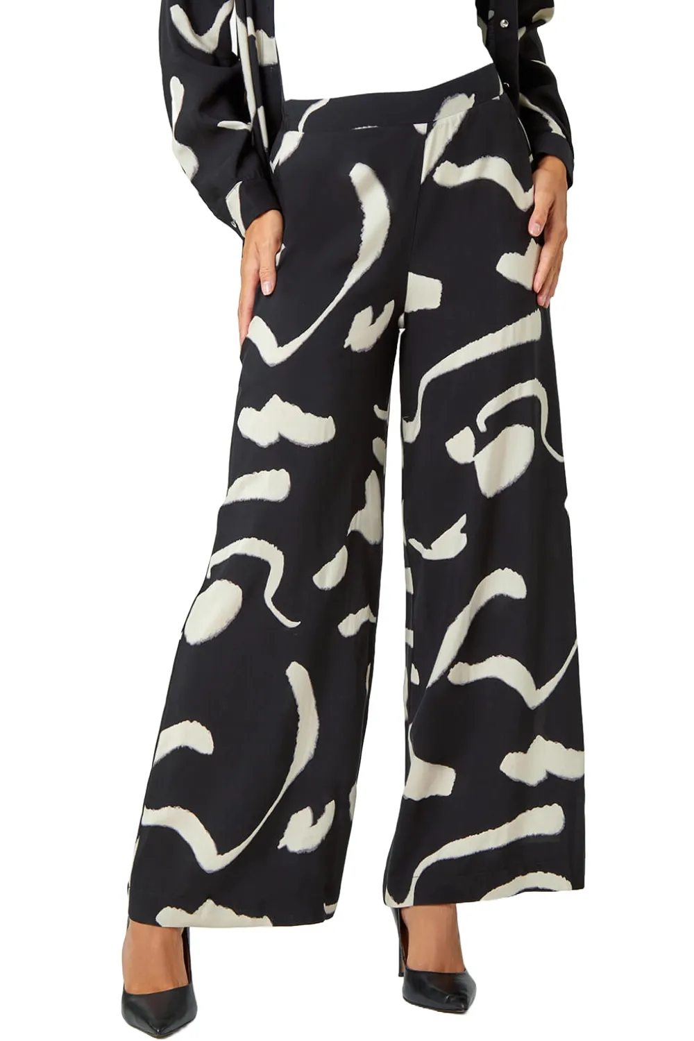 Abstract Print Wide Leg Trousers