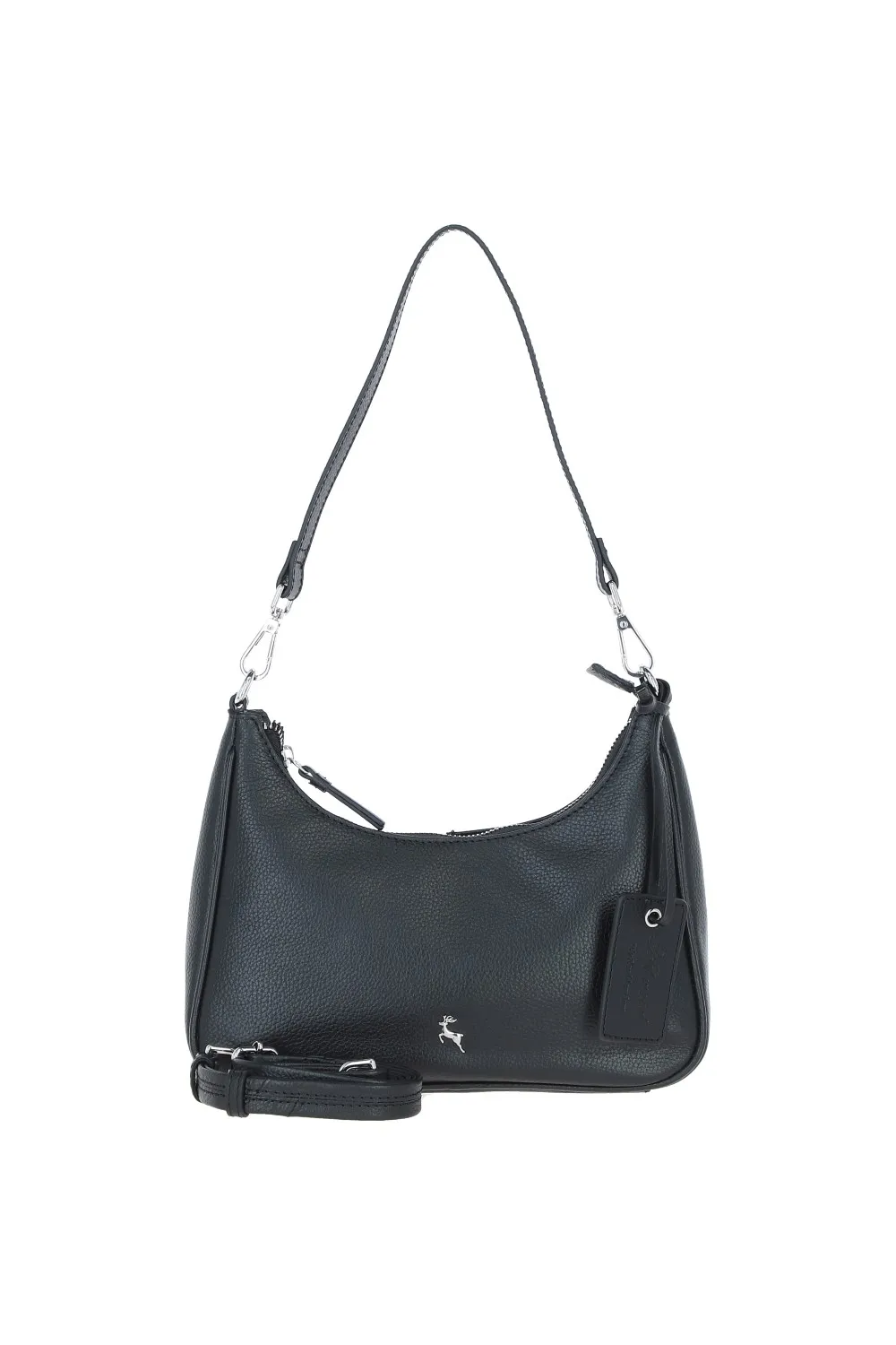 Real Leather Shoulder Bag with Detachable Crossbody Strap