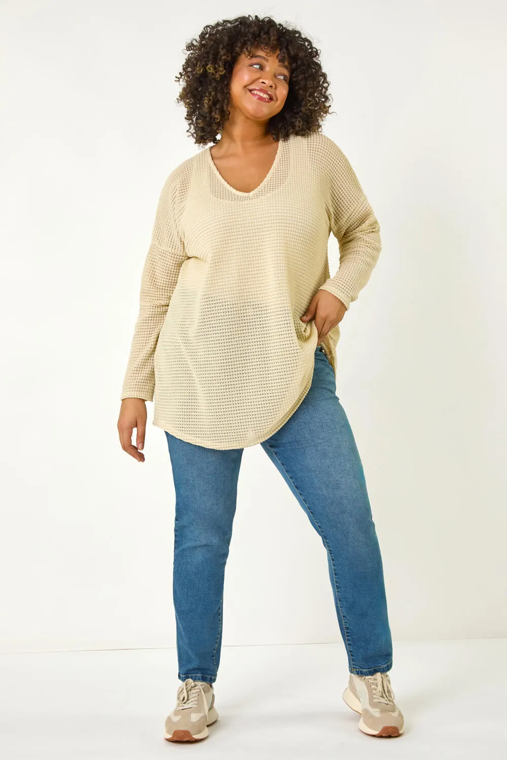 Curve Textured Knit V-Neck Tunic 2 Curve Textured Knit V-Neck Tunic