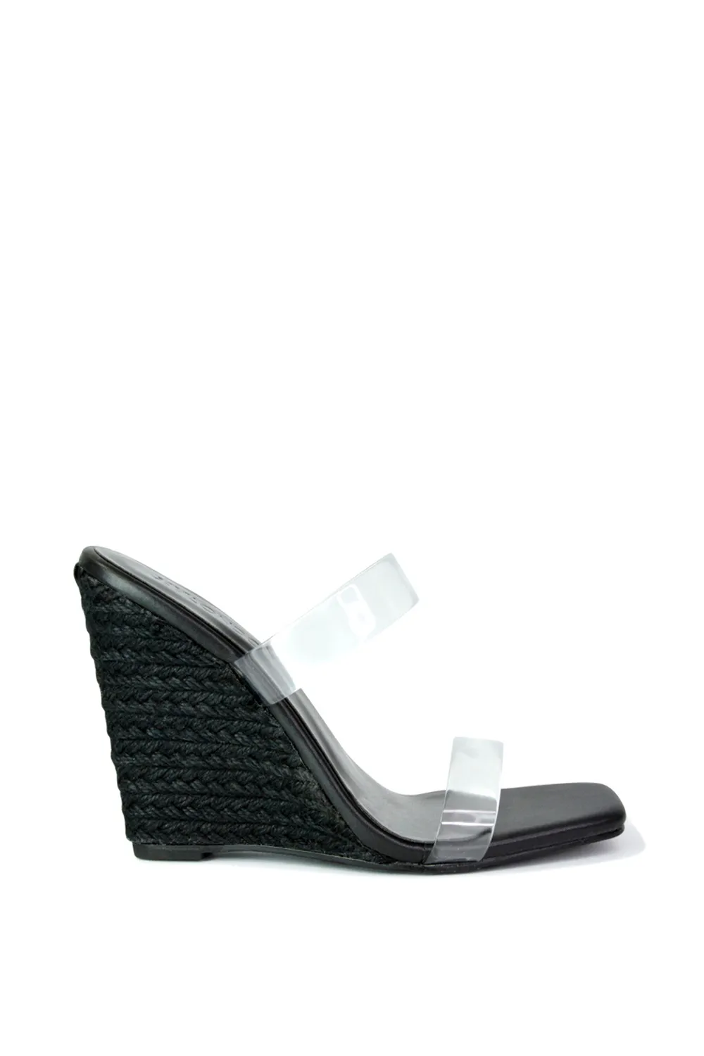'Shea' Perspex Strappy Espadrilles Wedge Heel Sandals