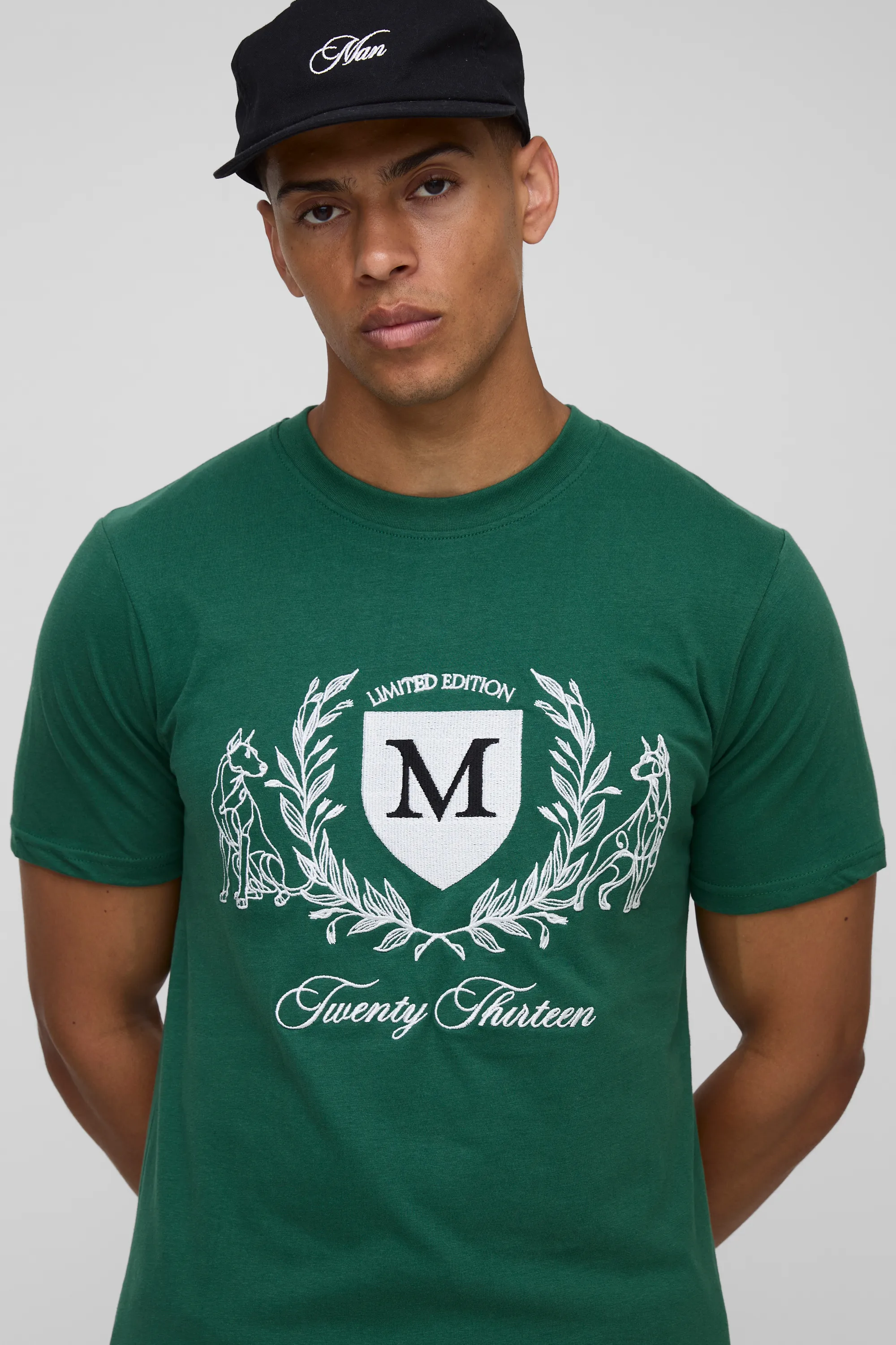 Slim Fit Peached Collegiate Embroidered T-Shirt 3 Slim Fit Peached Collegiate Embroidered T-Shirt
