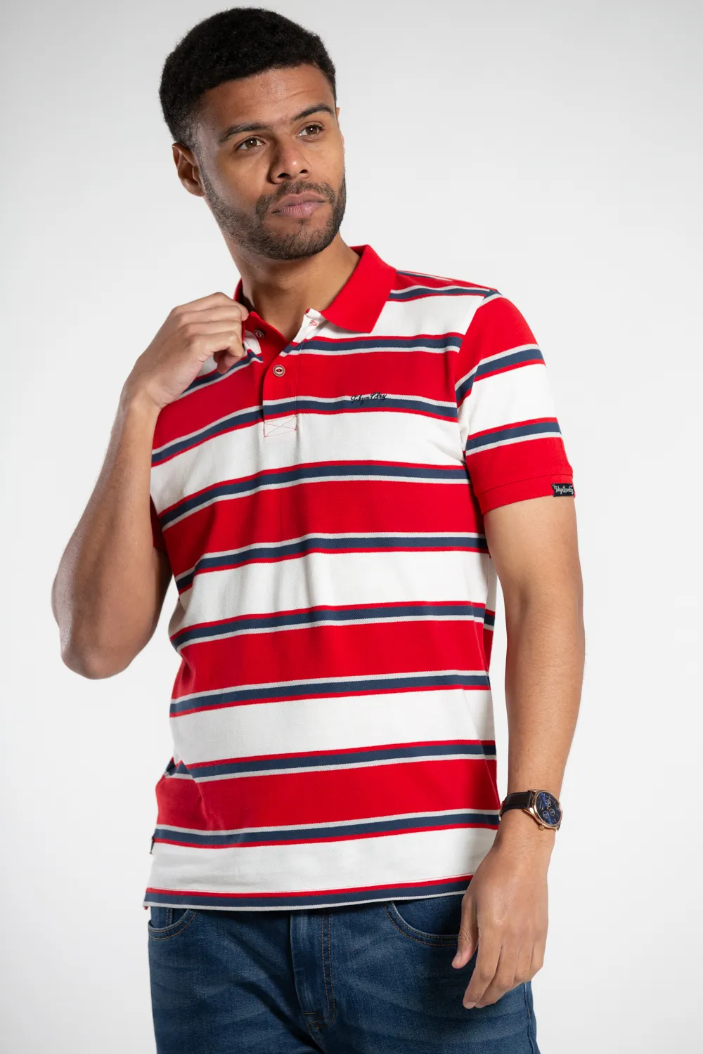 Cotton Striped Short-Sleeve Polo Shirt 1 Cotton Striped Short-Sleeve Polo Shirt