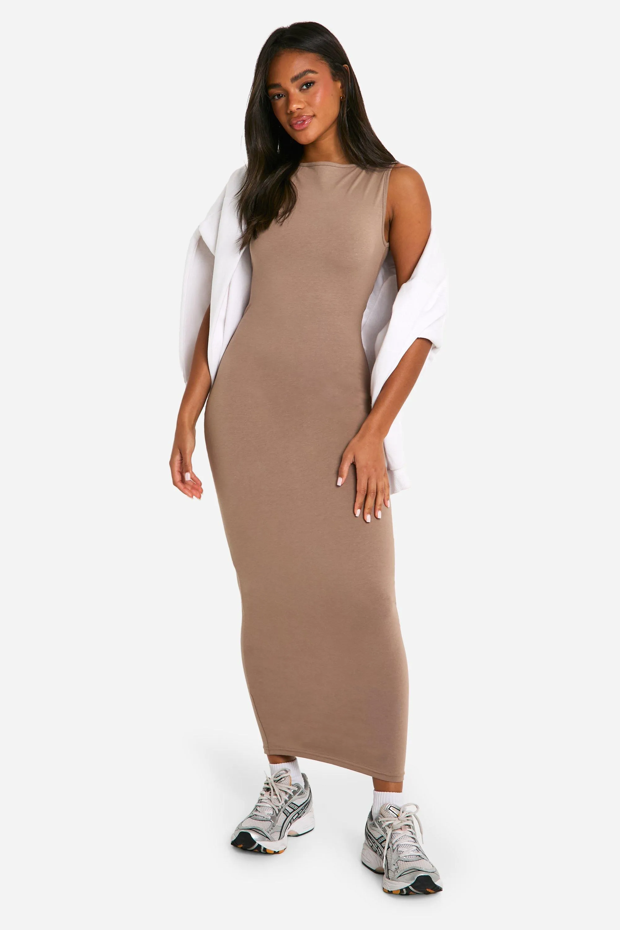 Basic Tan Midaxi Dress 1 Basic Tan Midaxi Dress