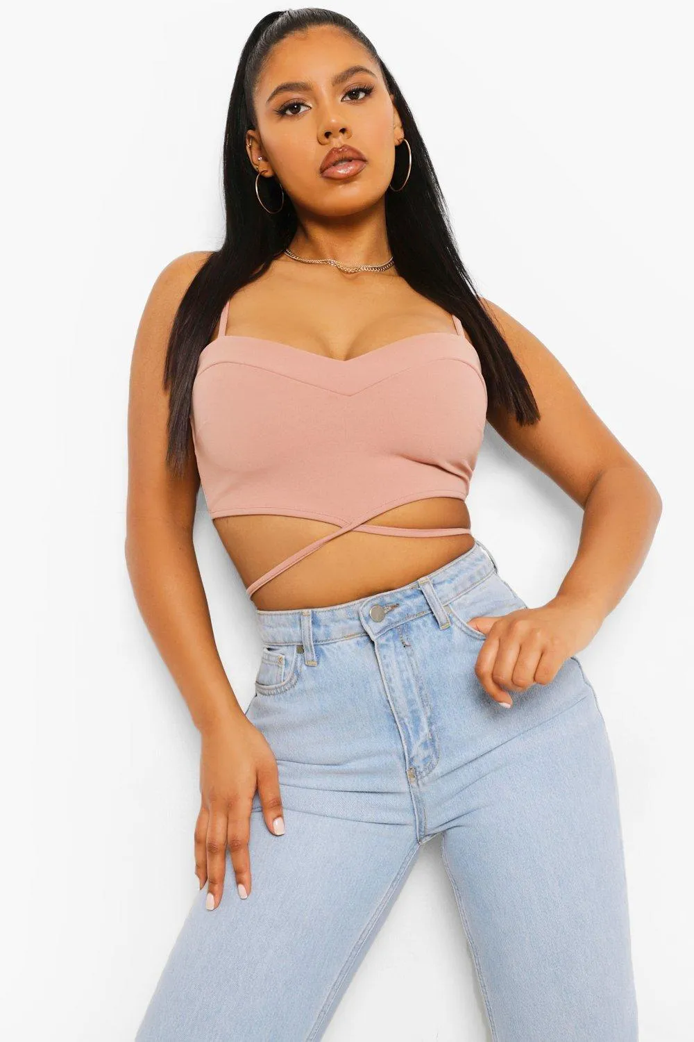 Crepe Cut Out Detail Wrap Bralet 3 Crepe Cut Out Detail Wrap Bralet