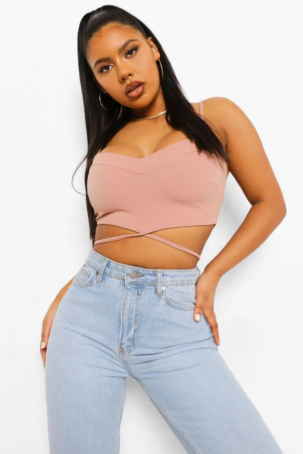 Crepe Cut Out Detail Wrap Bralet 4 Crepe Cut Out Detail Wrap Bralet