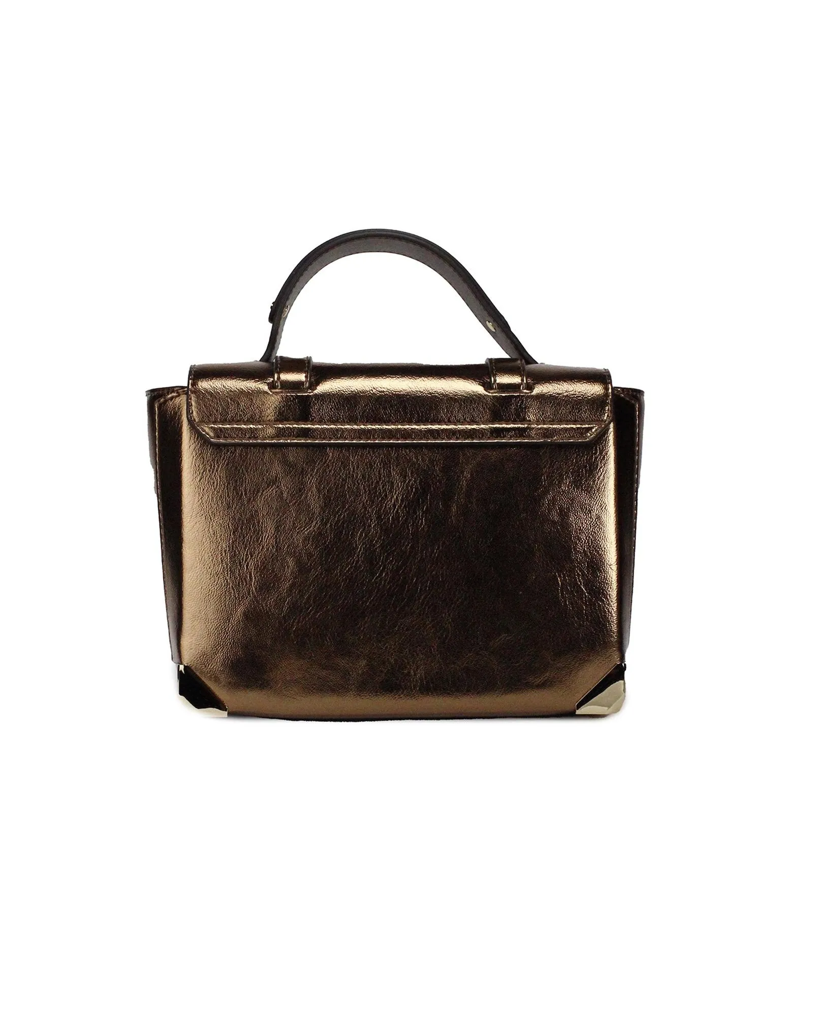 Smooth Metallic Leather Top Handle Satchel Bag with Inner Pockets and Flip Lock Closure 3 Smooth Metallic Leather Top Handle Satchel Bag with Inner Pockets and Flip Lock Closure