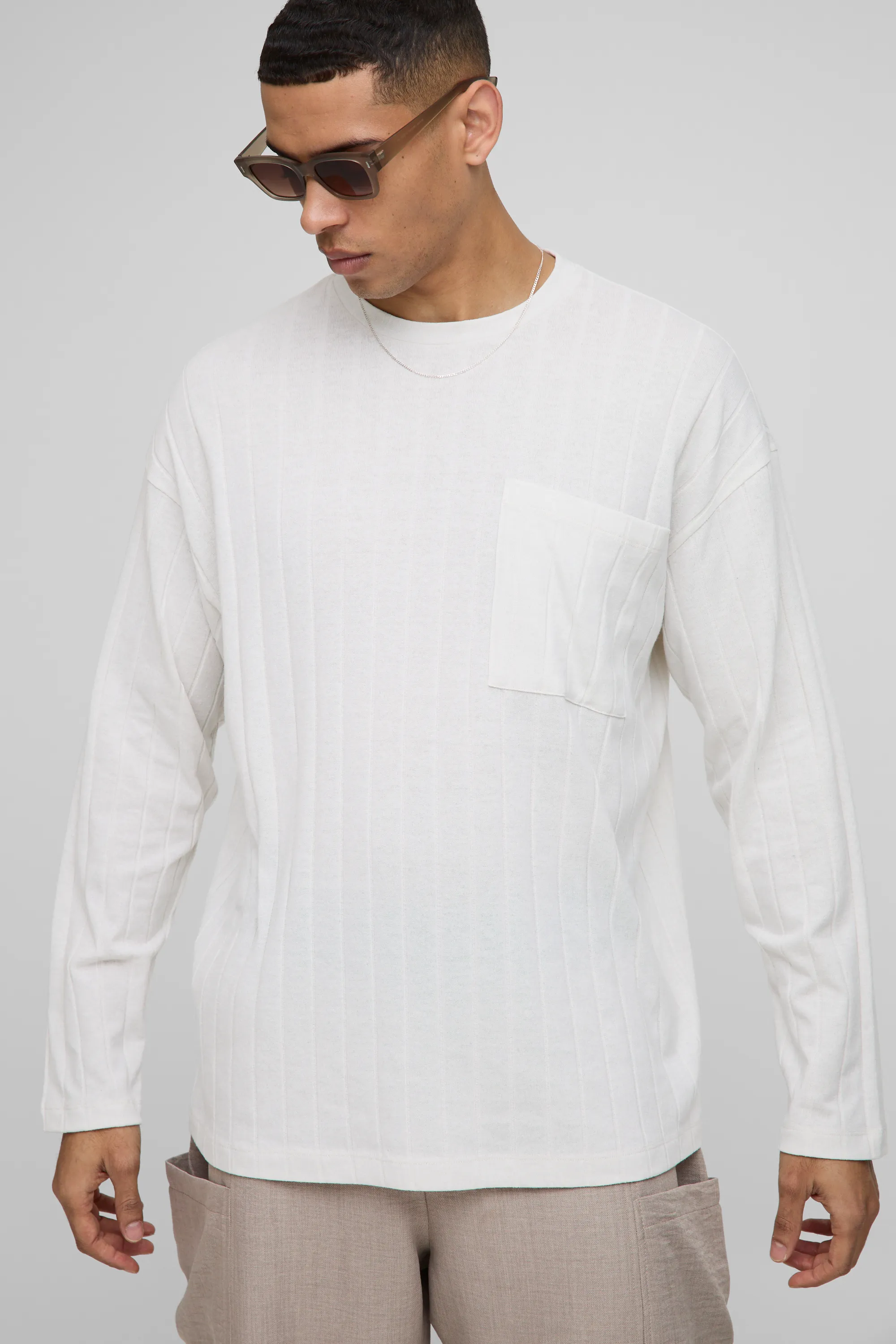 Oversized Soft Rib Pocket Detail Long Sleeve T-Shirt 1 Oversized Soft Rib Pocket Detail Long Sleeve T-Shirt