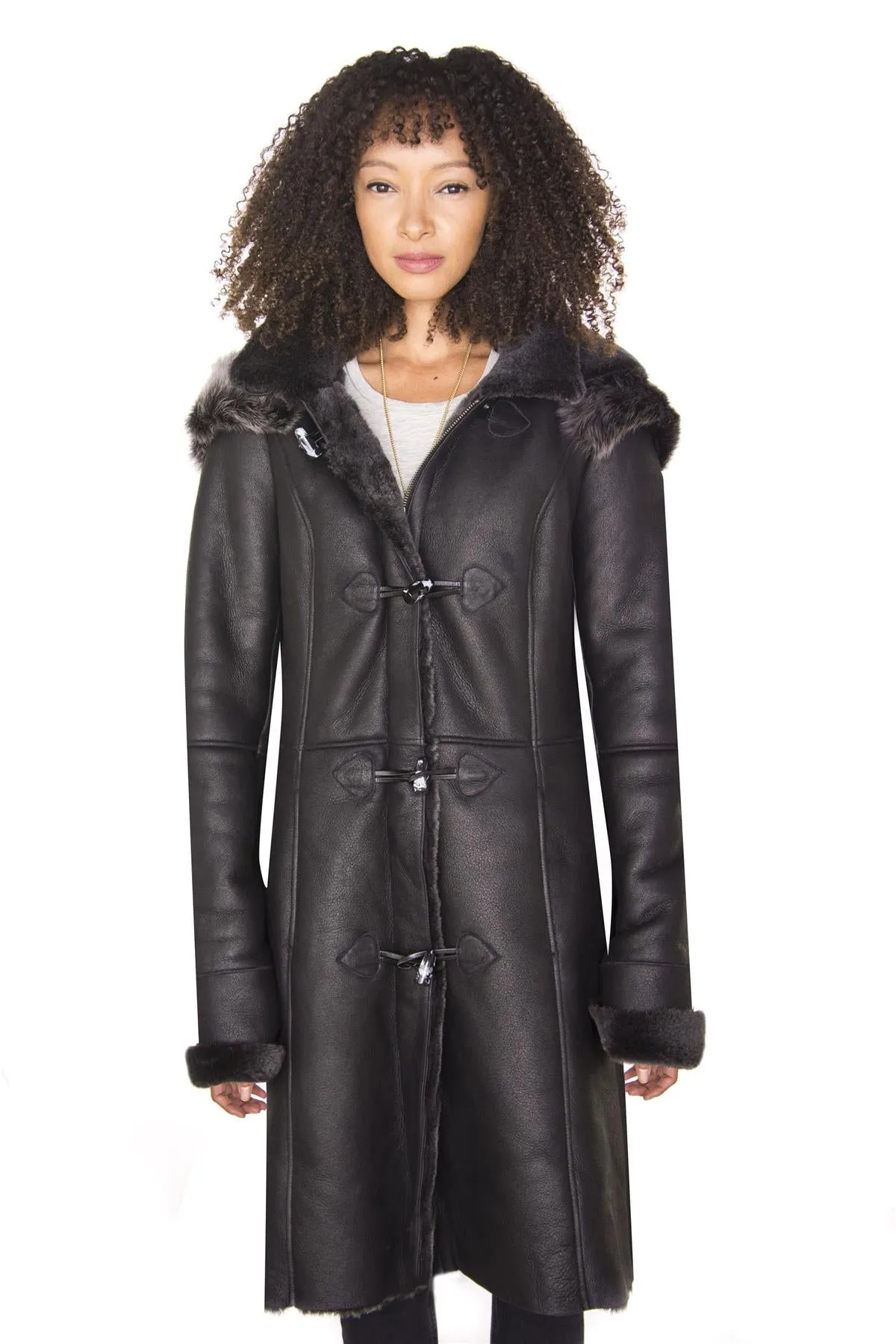 Sheepskin Hooded Duffle Coat-Redhill 1 Sheepskin Hooded Duffle Coat-Redhill