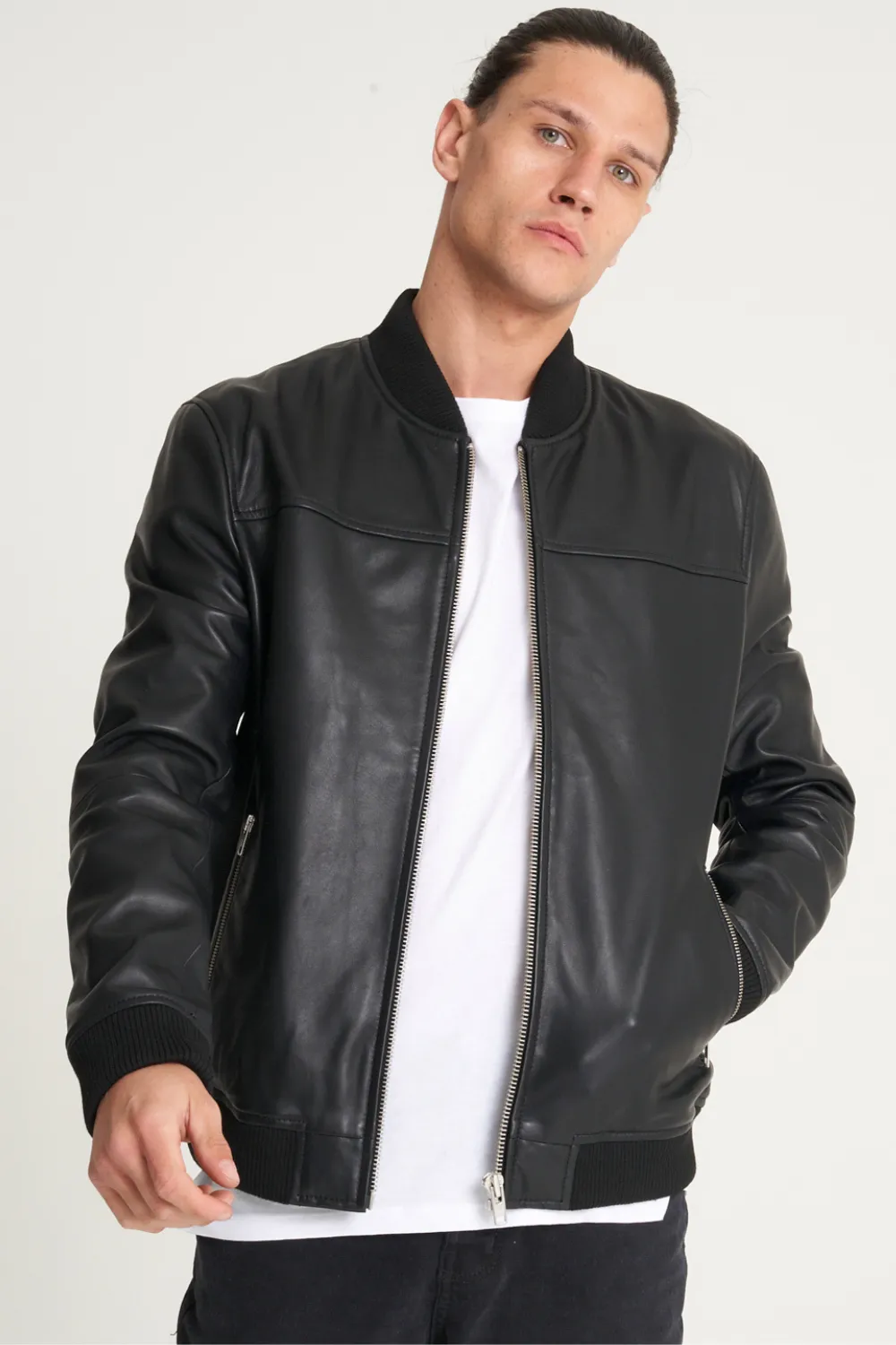 Fine Milled Leather Bomber Jacket 1 Fine Milled Leather Bomber Jacket