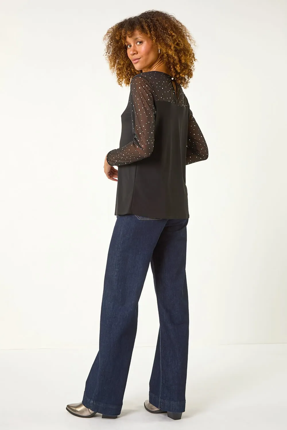 Holographic Foil Mesh Sleeve Top 4 Holographic Foil Mesh Sleeve Top