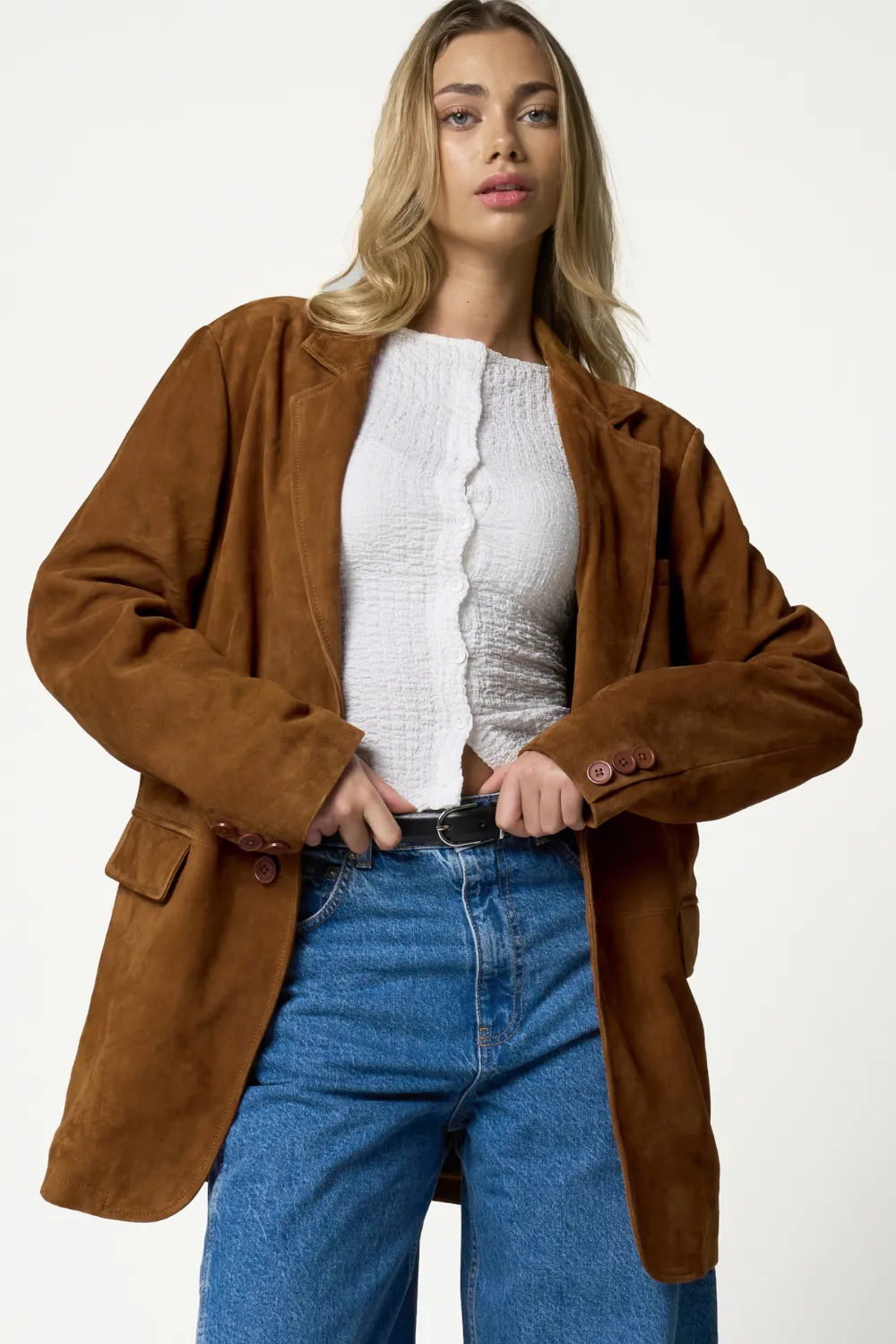 Oversized Tan Suede Blazer