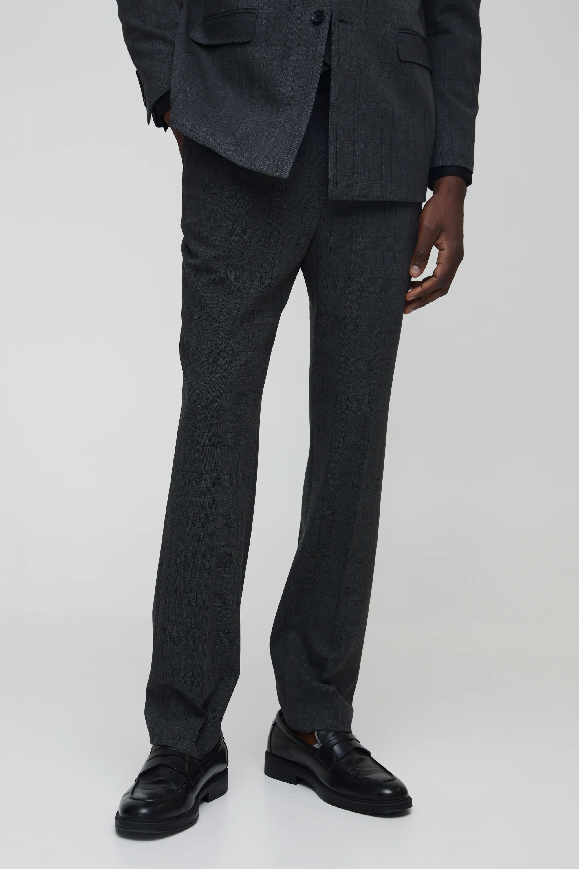 Straight Fit Tonal Check Suit Trouser