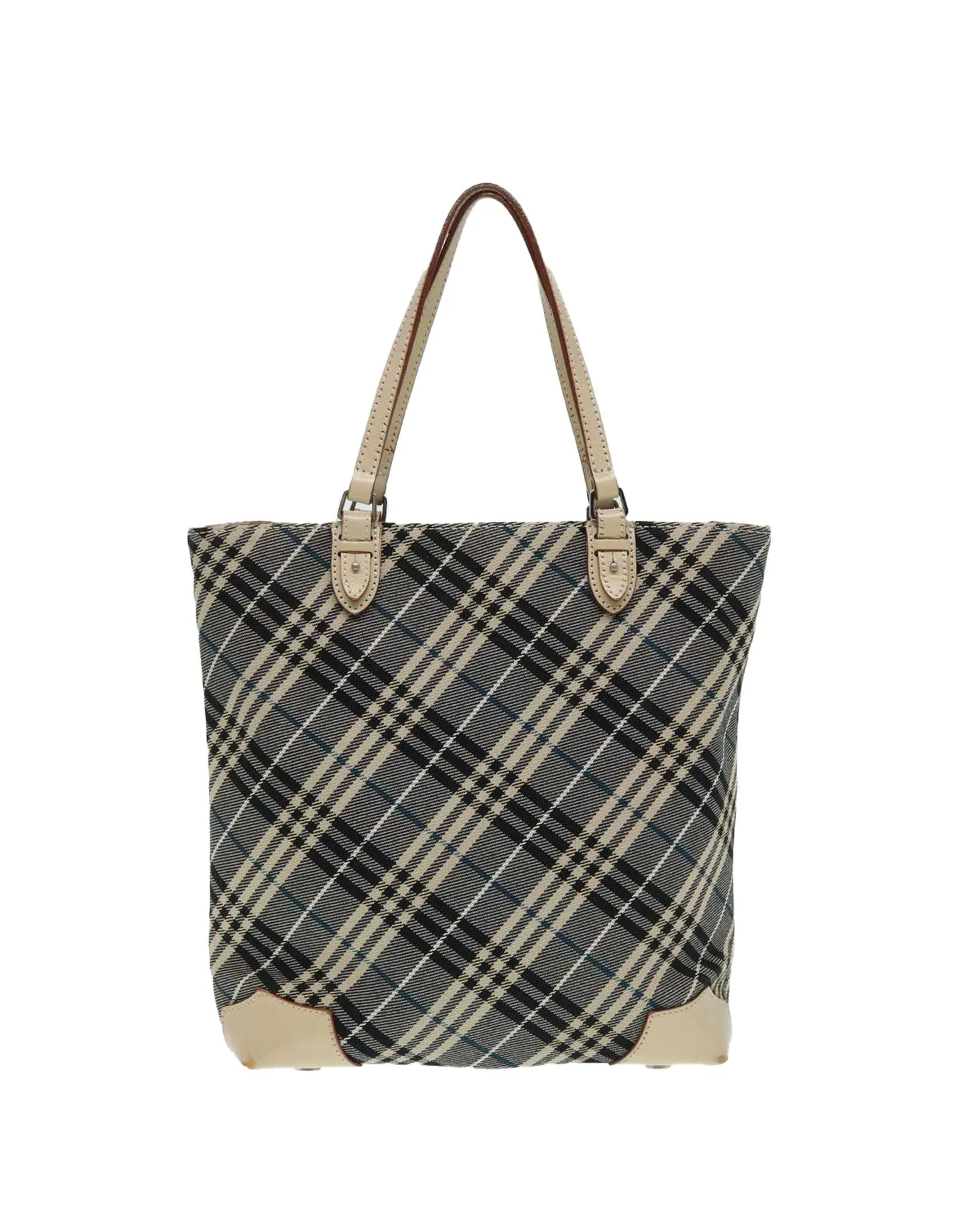 Preloved Plaid Tote Bag Casual Style- Blue 3 Preloved Plaid Tote Bag Casual Style- Blue
