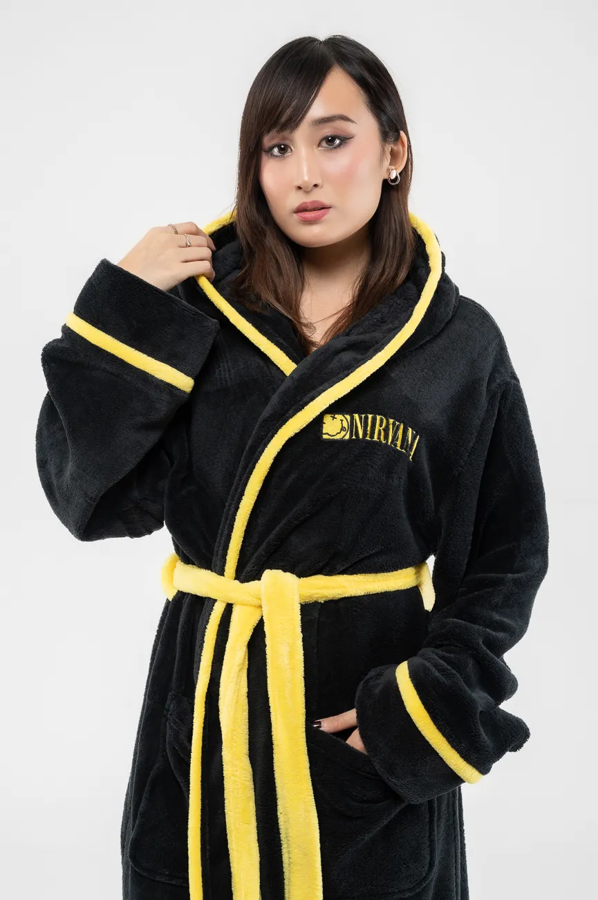Yellow Grunge Smile Bathrobe 1 Yellow Grunge Smile Bathrobe
