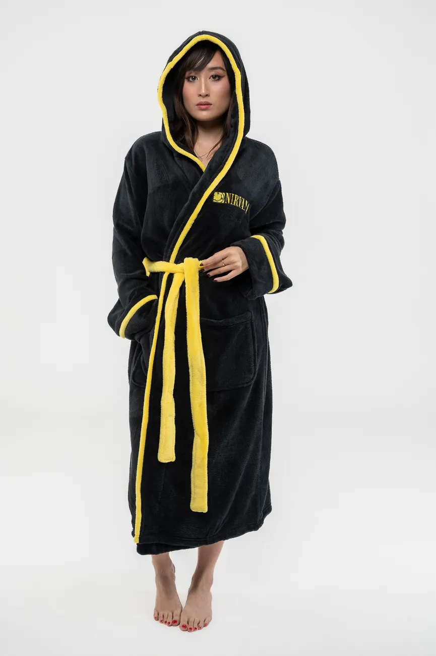 Yellow Grunge Smile Bathrobe 2 Yellow Grunge Smile Bathrobe
