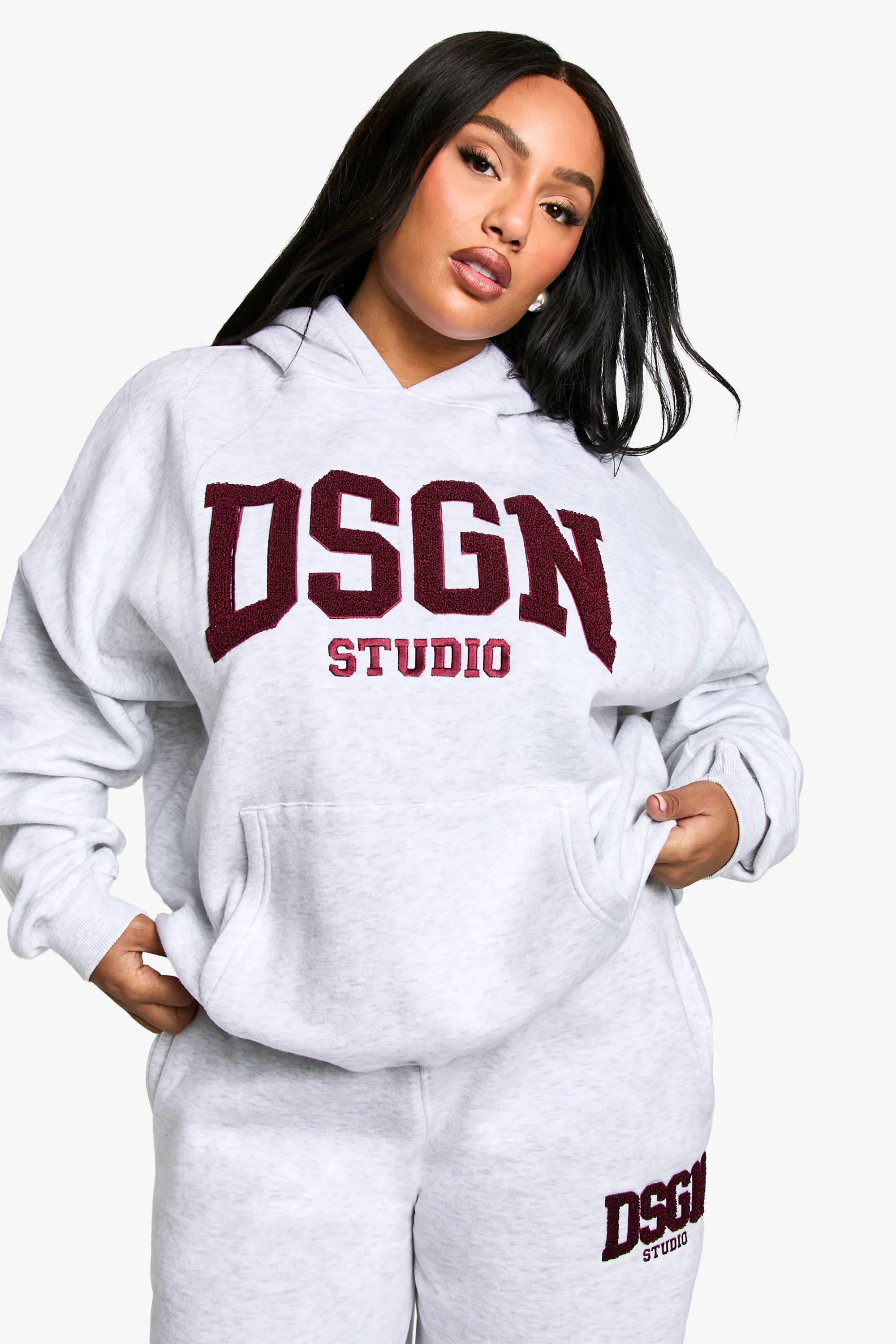 Plus DSGN Studio Towelling Applique Oversized Hoodie