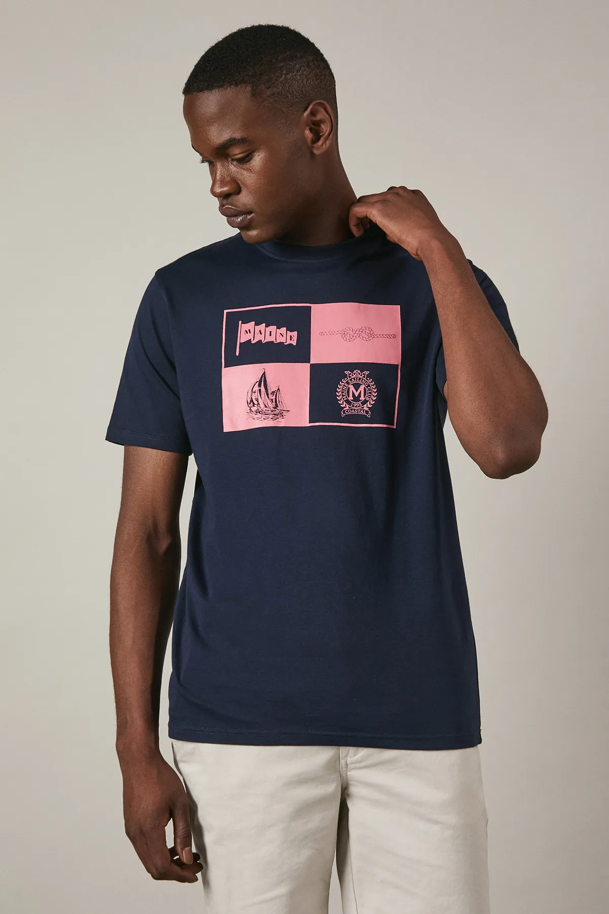 Navy Costal Print T-Shirt 1 Navy Costal Print T-Shirt