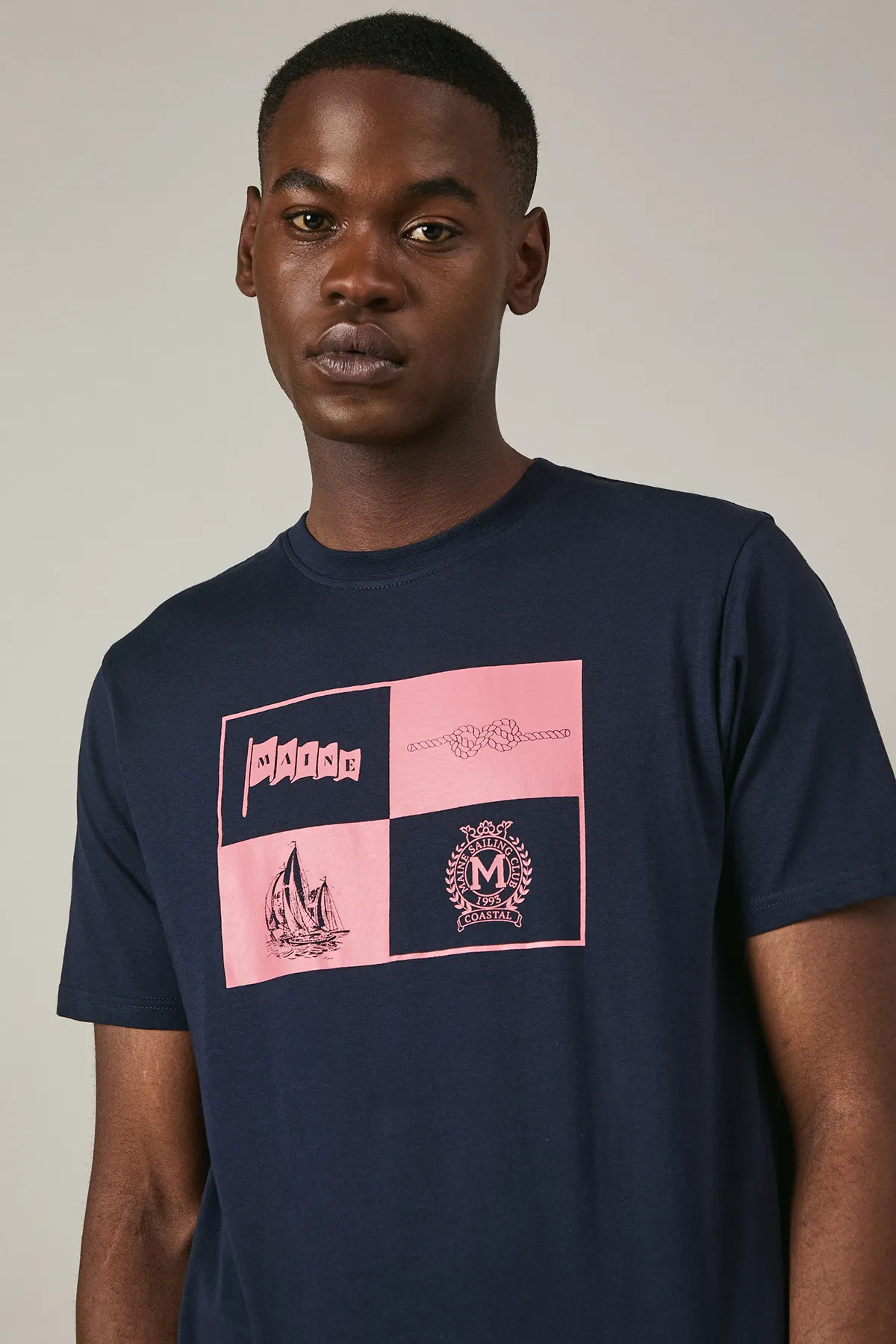 Navy Costal Print T-Shirt 2 Navy Costal Print T-Shirt