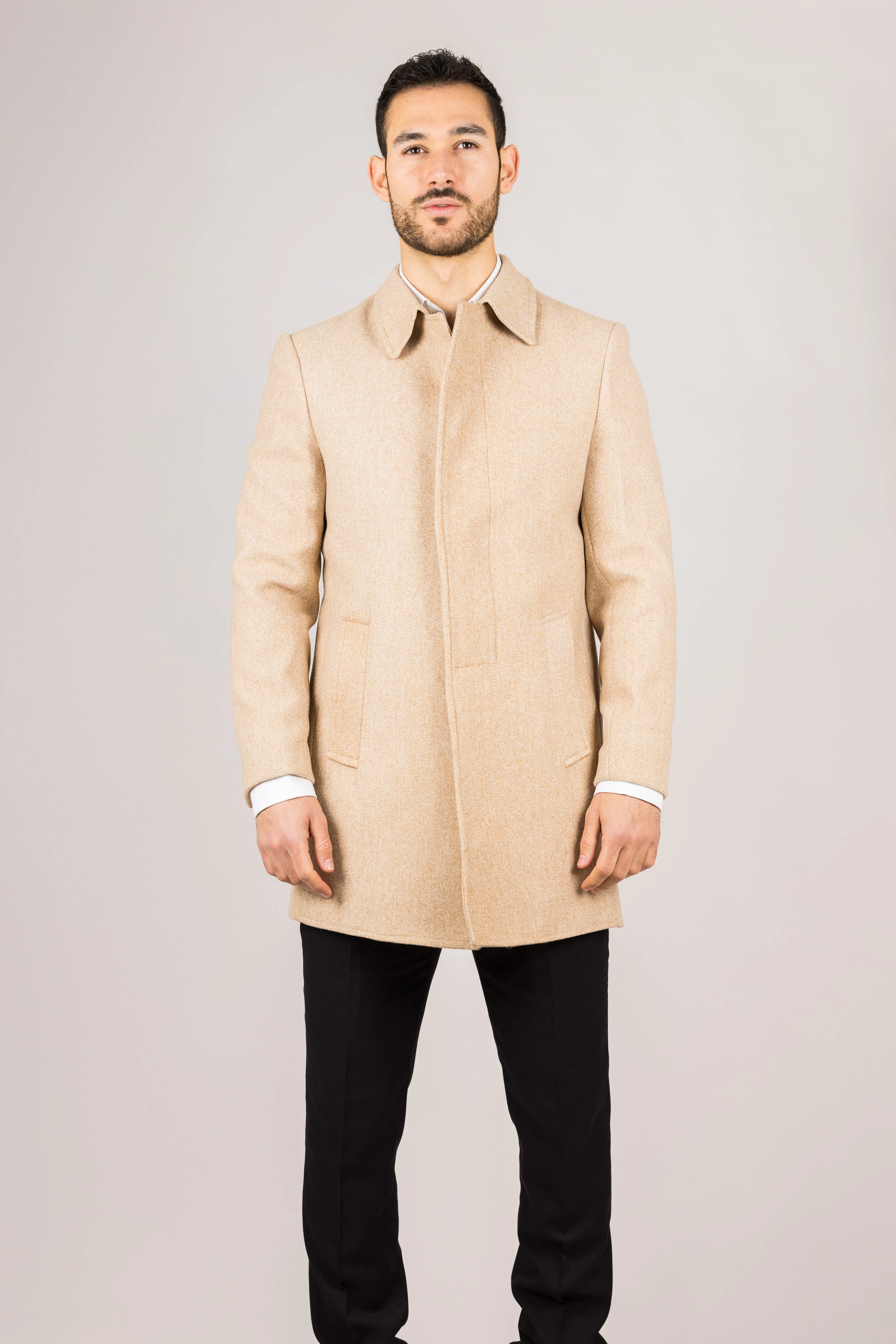 Men's Wool Blend Classic Collar Overcoat 1 Men's Wool Blend Classic Collar Overcoat