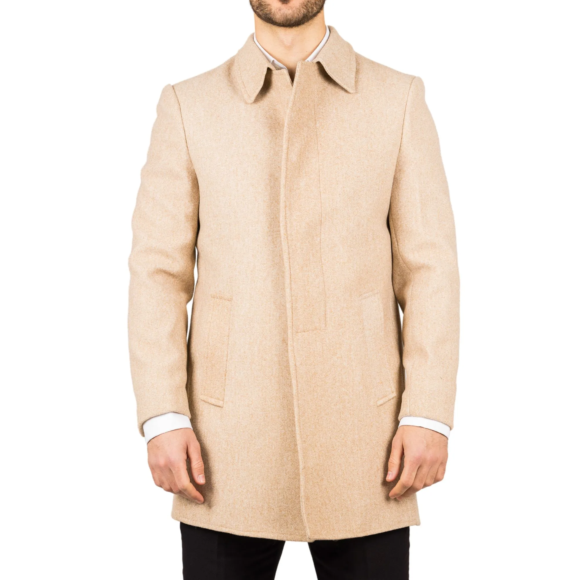 Men's Wool Blend Classic Collar Overcoat 3 Men's Wool Blend Classic Collar Overcoat