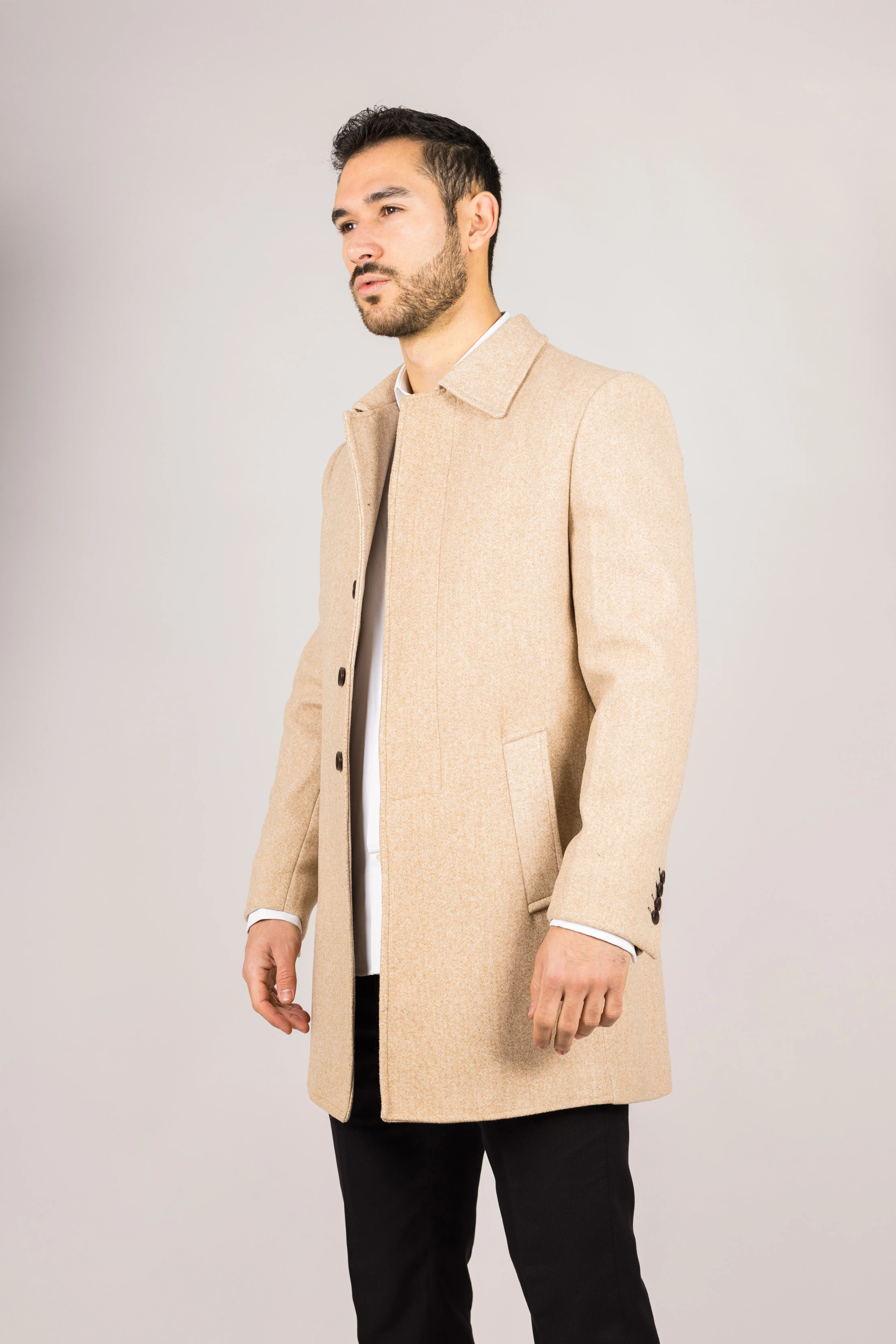 Men's Wool Blend Classic Collar Overcoat 4 Men's Wool Blend Classic Collar Overcoat