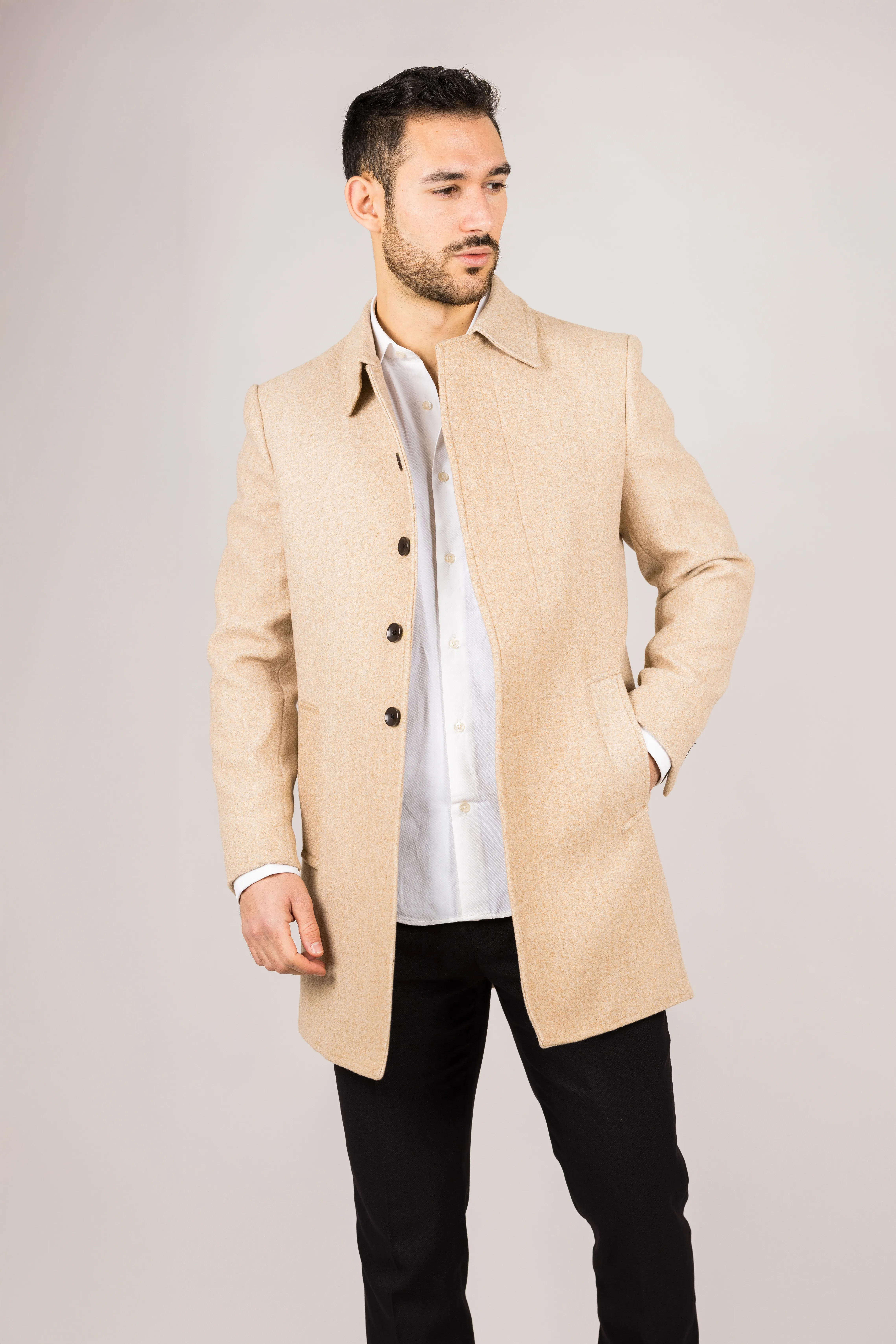 Men's Wool Blend Classic Collar Overcoat 5 Men's Wool Blend Classic Collar Overcoat