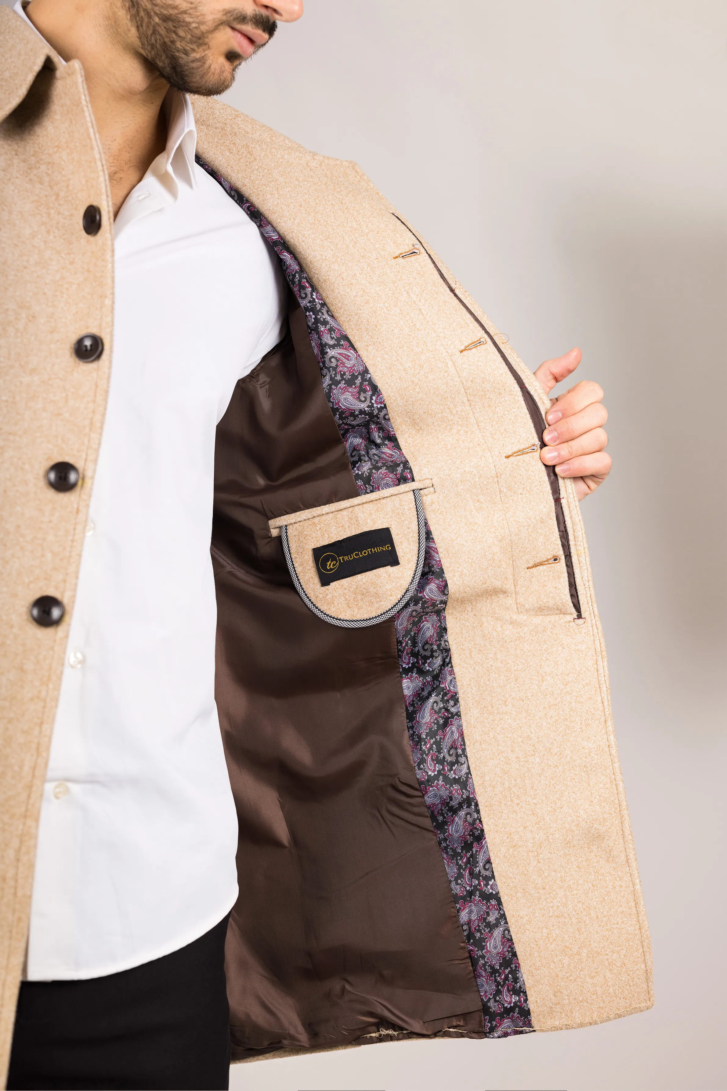 Men's Wool Blend Classic Collar Overcoat 6 Men's Wool Blend Classic Collar Overcoat