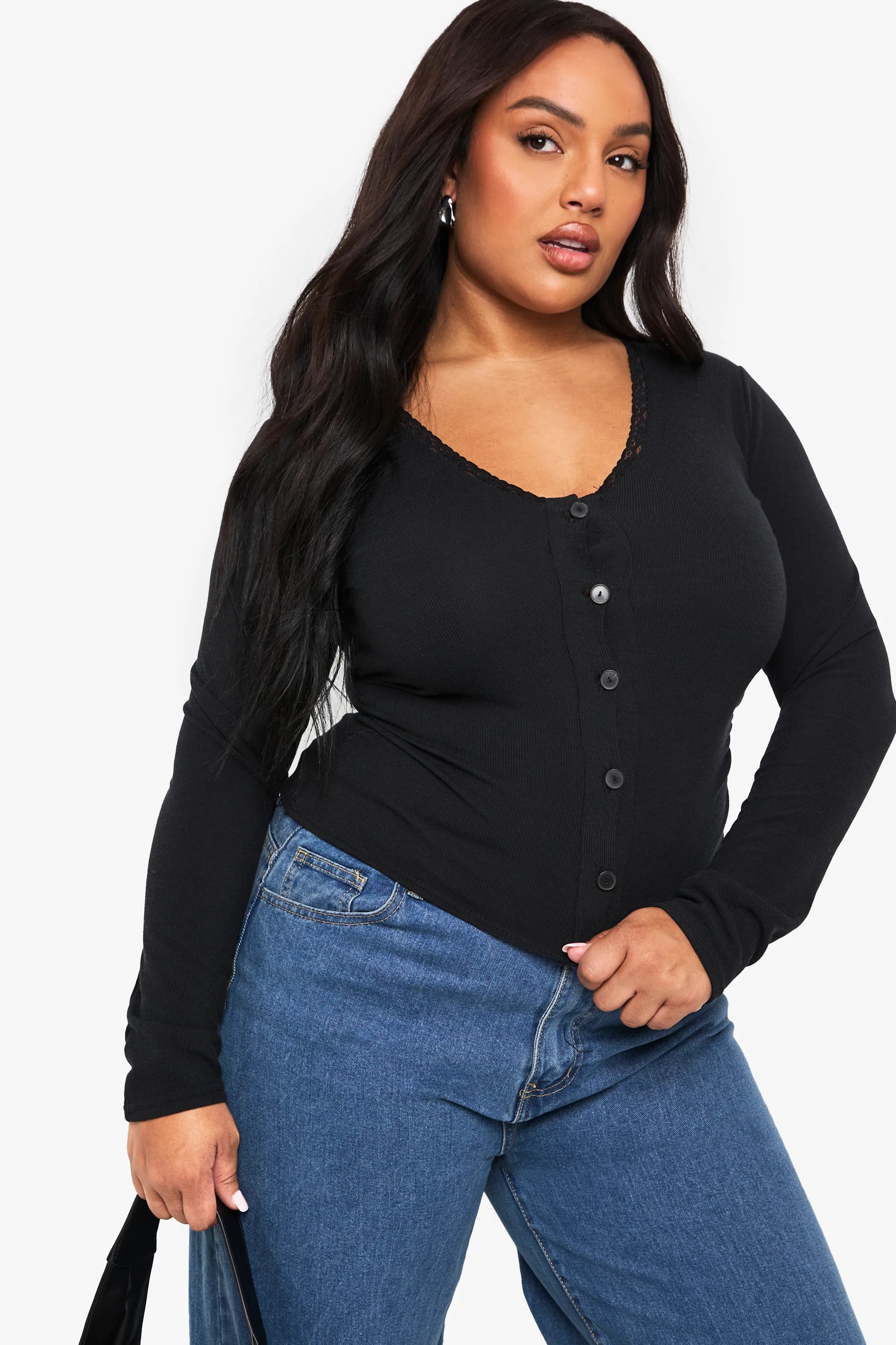 Plus Lace Trim Ruched Long Sleeve Top 1 Plus Lace Trim Ruched Long Sleeve Top