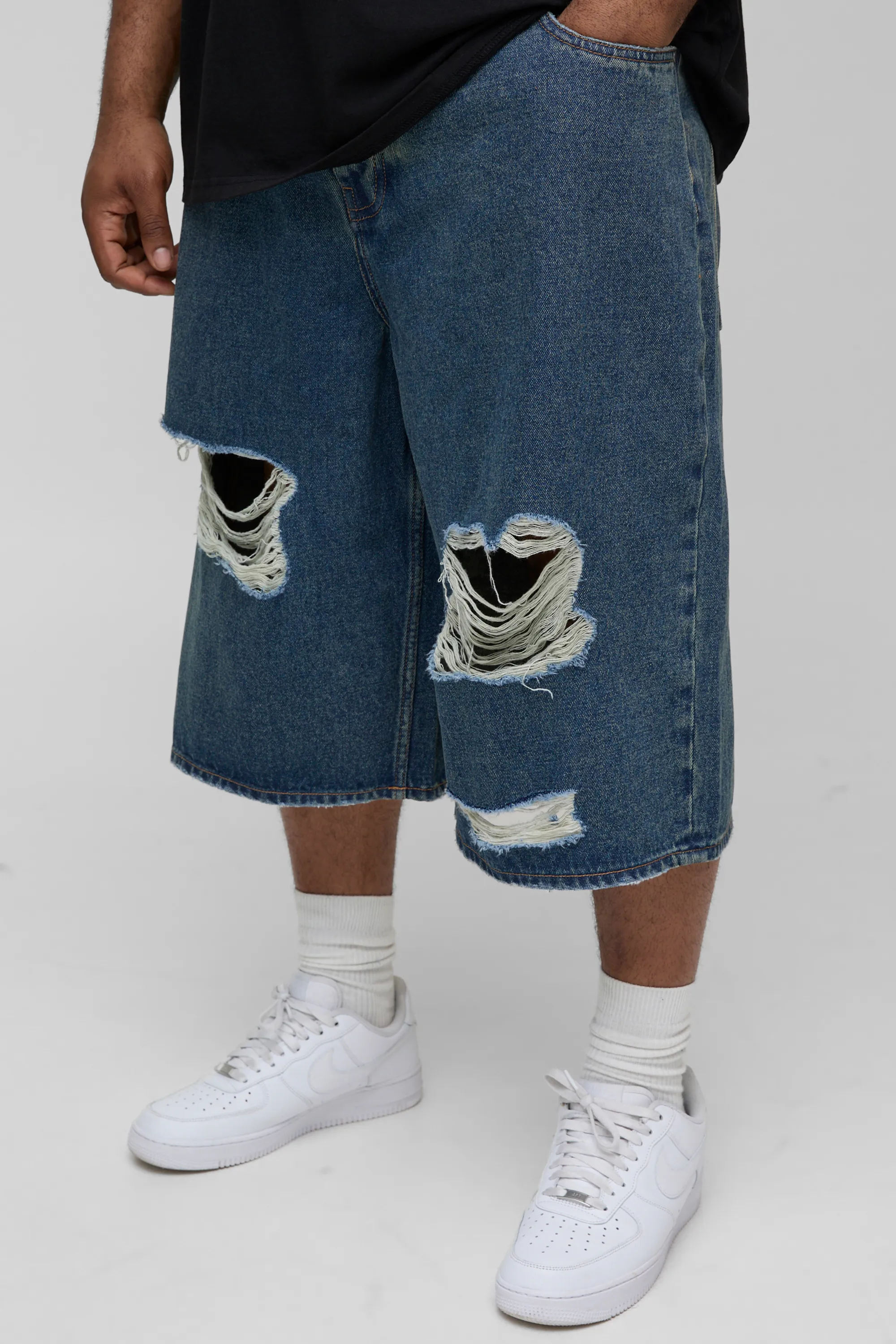 Plus Regular Fit Longline Extreme Rip Jorts