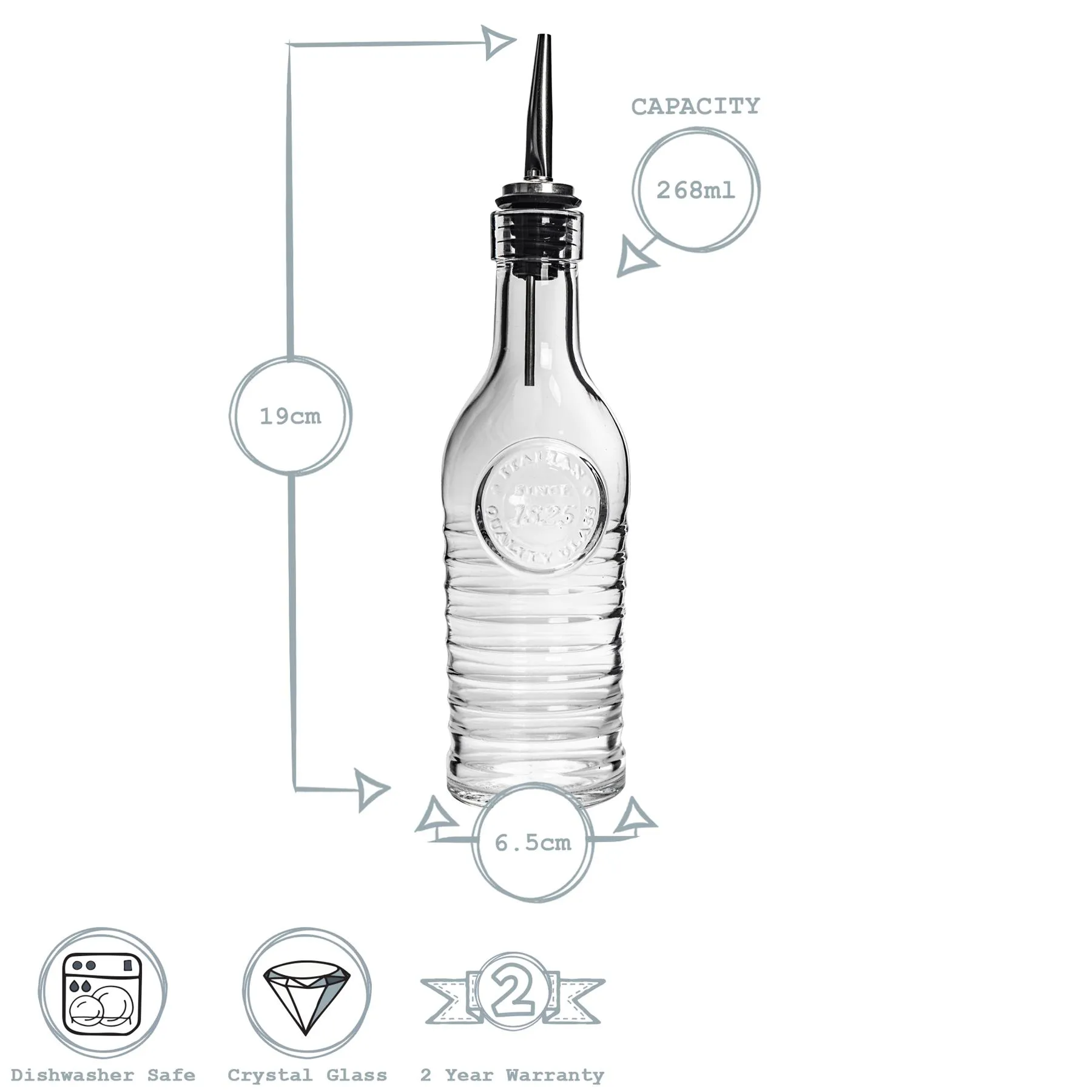 Officina 1825 Olive Oil Bottle with Pourer 268ml 3 Officina 1825 Olive Oil Bottle with Pourer 268ml