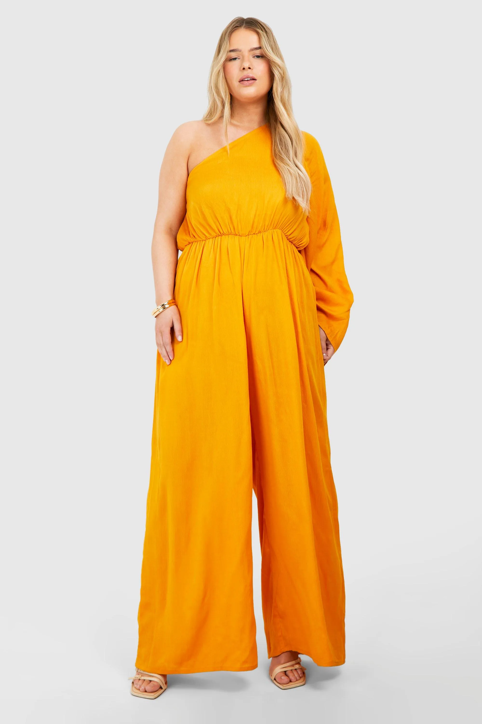 Plus Flare Sleeve Cheesecloth Jumpsuit 1 Plus Flare Sleeve Cheesecloth Jumpsuit