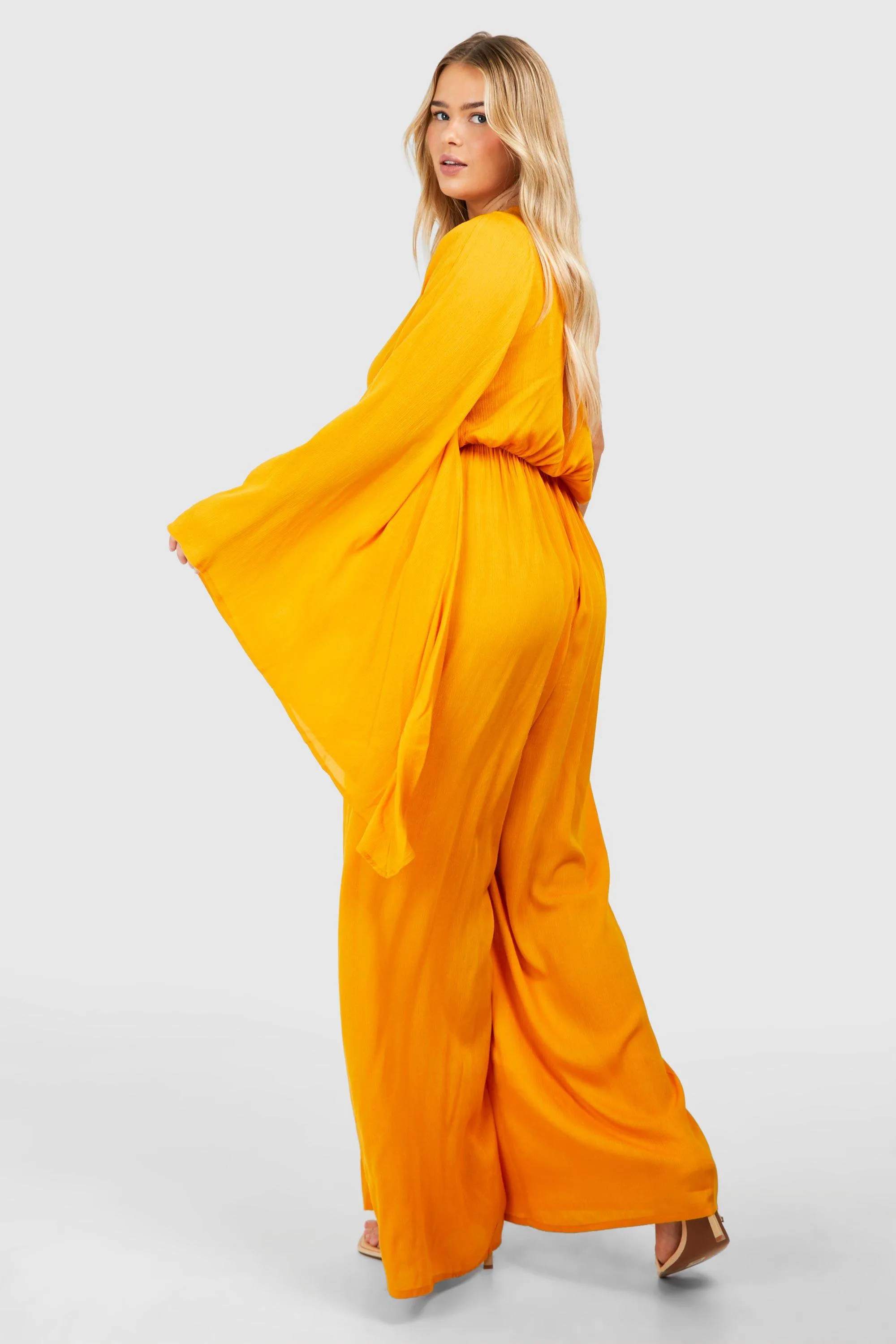 Plus Flare Sleeve Cheesecloth Jumpsuit 2 Plus Flare Sleeve Cheesecloth Jumpsuit