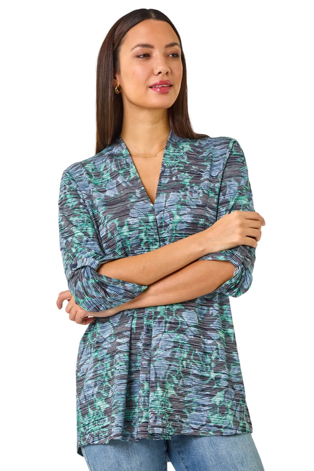 V-Neck Pleat Front Jersey Top 1 V-Neck Pleat Front Jersey Top