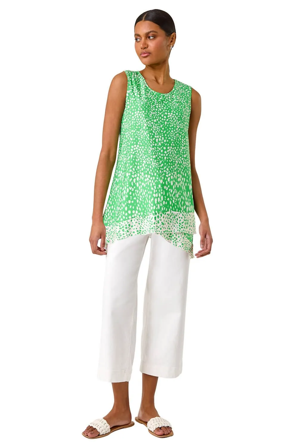 Spot Print Asymmetric Vest Top 2 Spot Print Asymmetric Vest Top