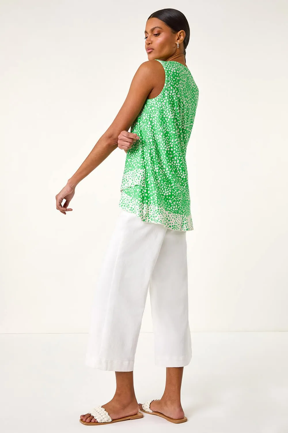 Spot Print Asymmetric Vest Top 3 Spot Print Asymmetric Vest Top