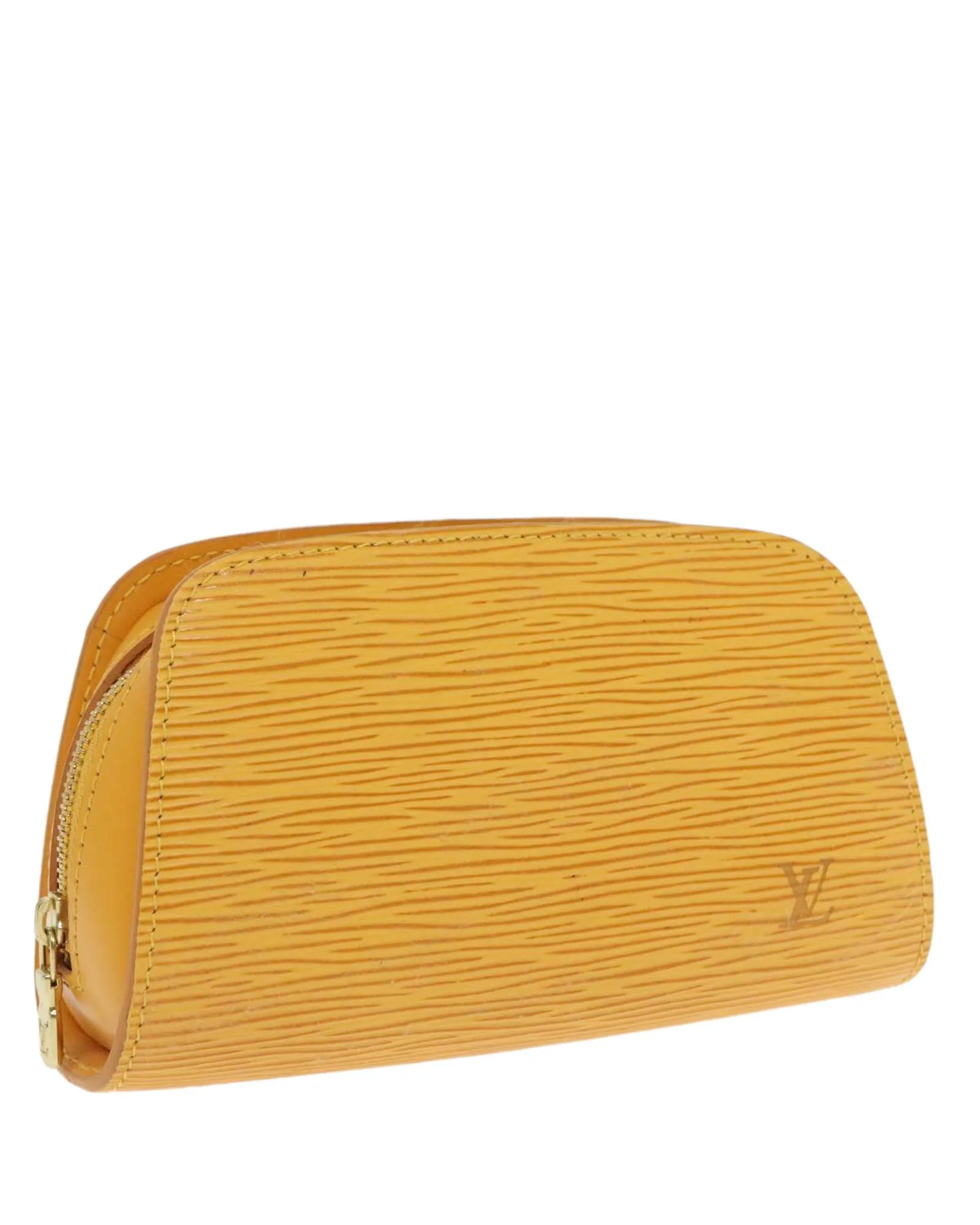 Preloved Epi Leather Cosmetic Pouch- Yellow Pouches 1 Preloved Epi Leather Cosmetic Pouch- Yellow Pouches