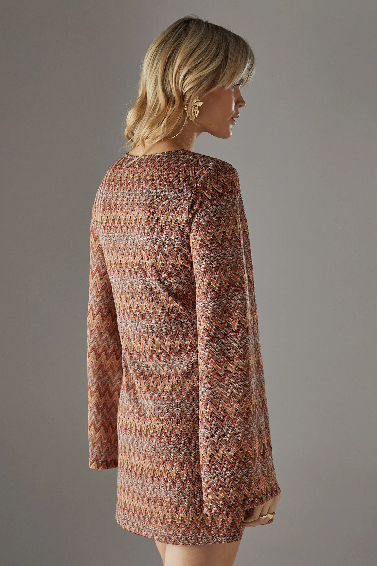 Crochet Tie Front Flare Sleeve Mini Dress 4 Crochet Tie Front Flare Sleeve Mini Dress