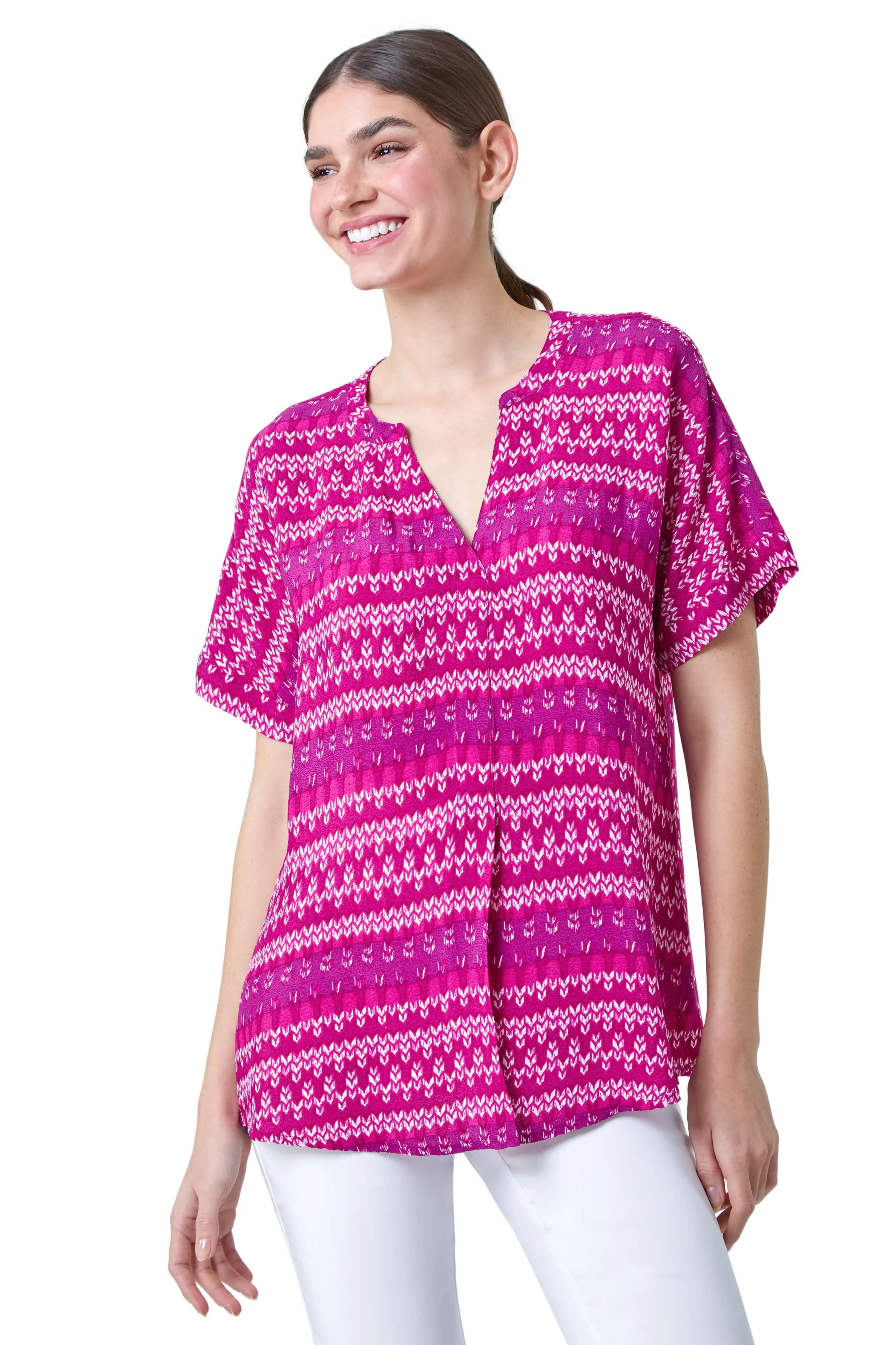 Aztec Stripe Print Woven Top 1 Aztec Stripe Print Woven Top