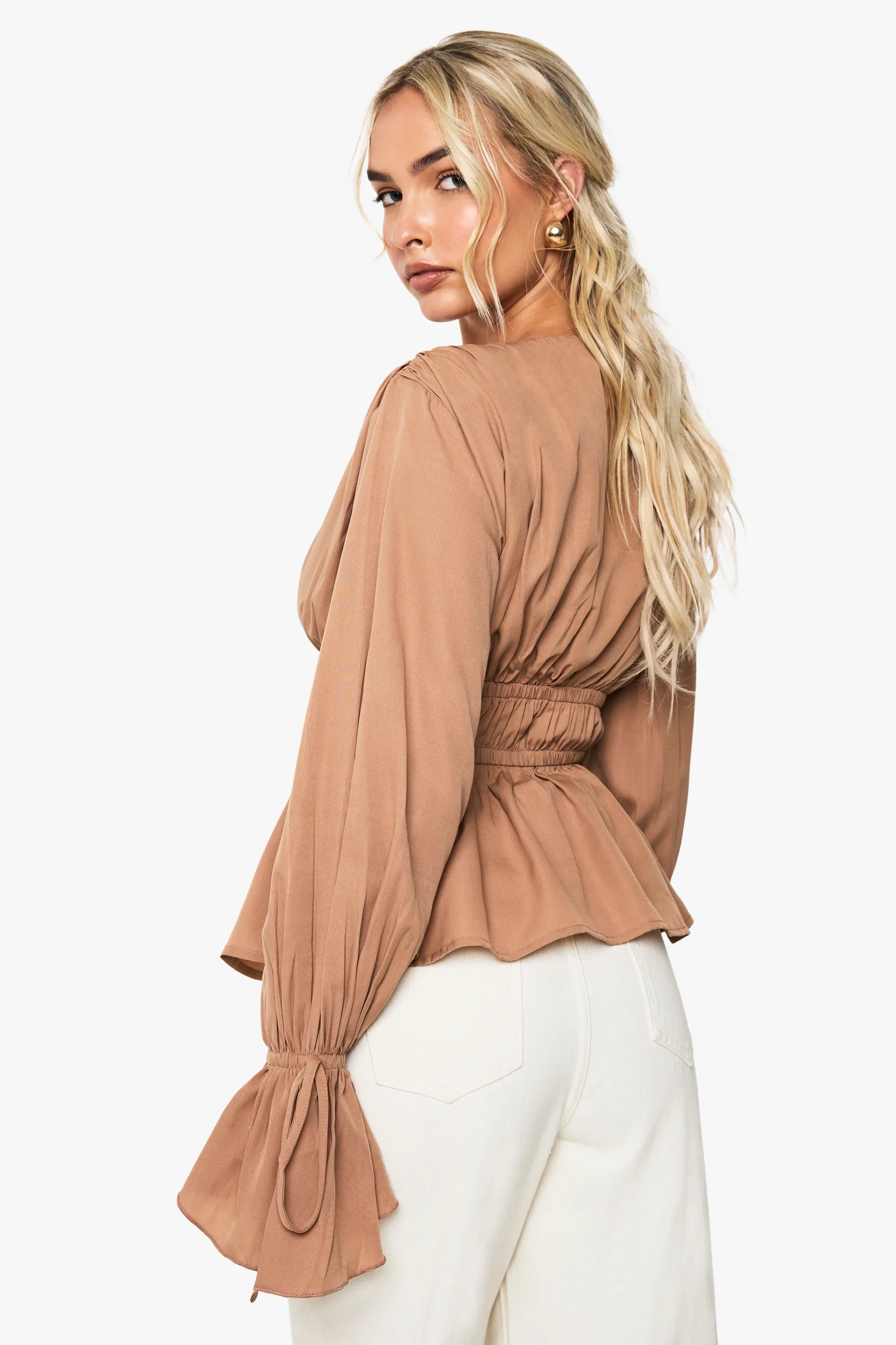 Tie Cuff Peplum Blouse 2 Tie Cuff Peplum Blouse