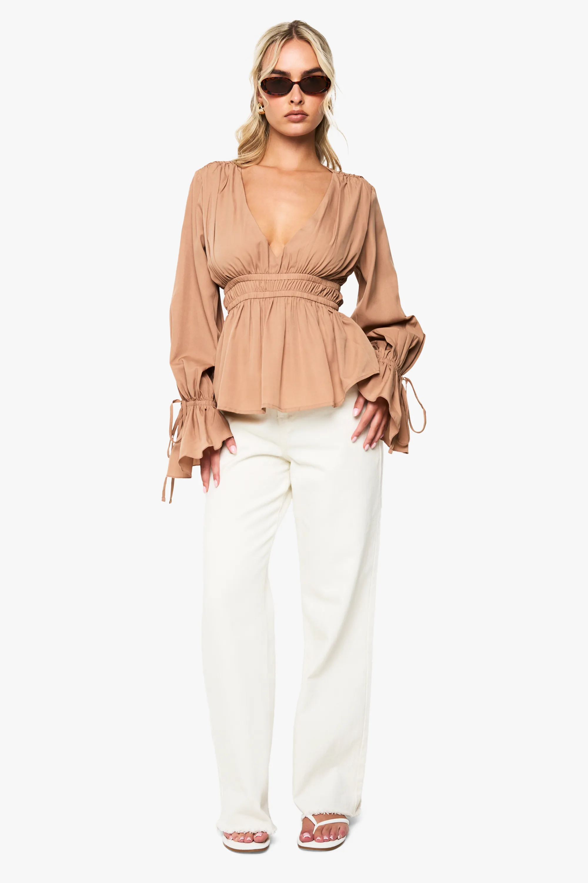 Tie Cuff Peplum Blouse 3 Tie Cuff Peplum Blouse