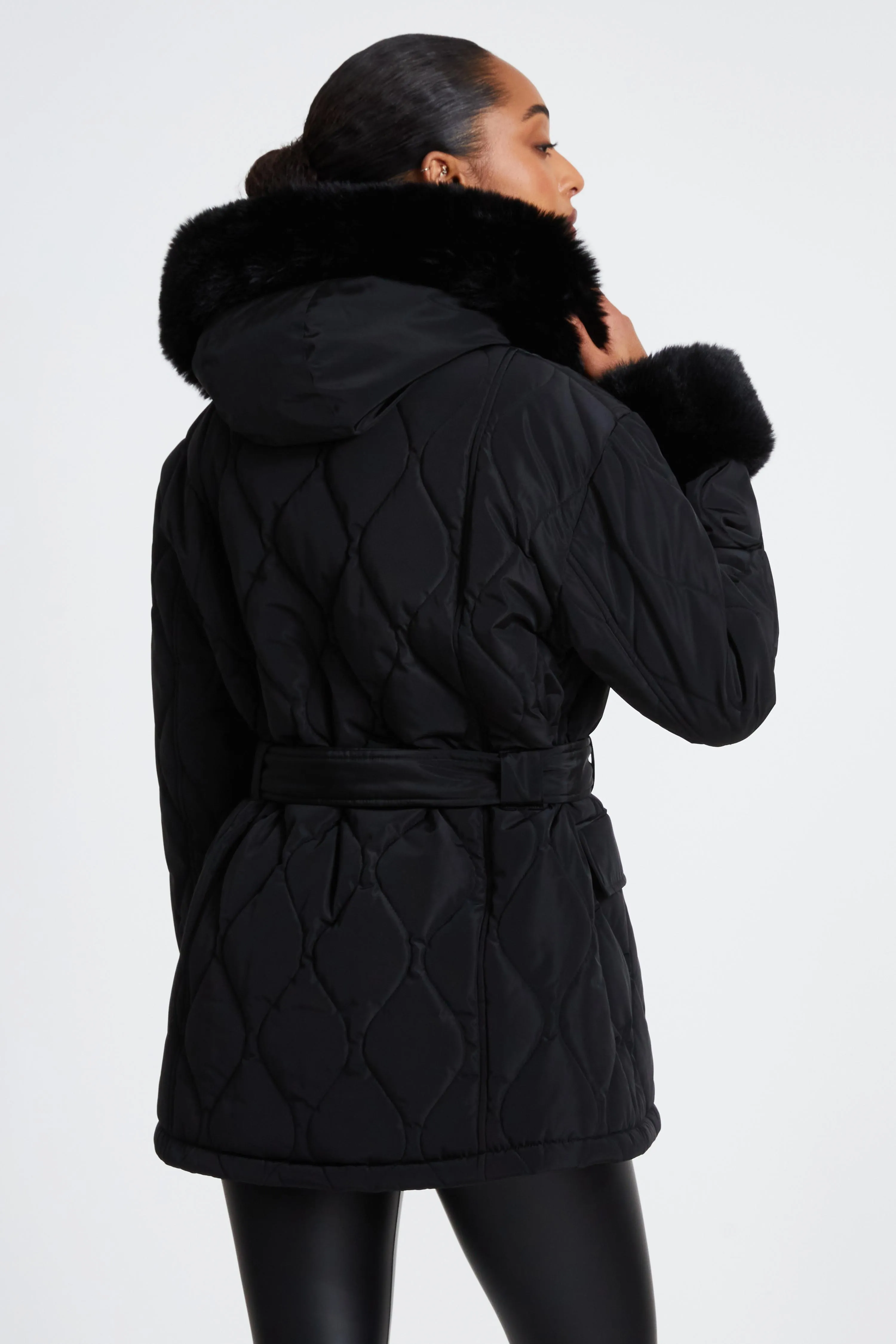 Black Faux Fur Trim Jacket 2 Black Faux Fur Trim Jacket