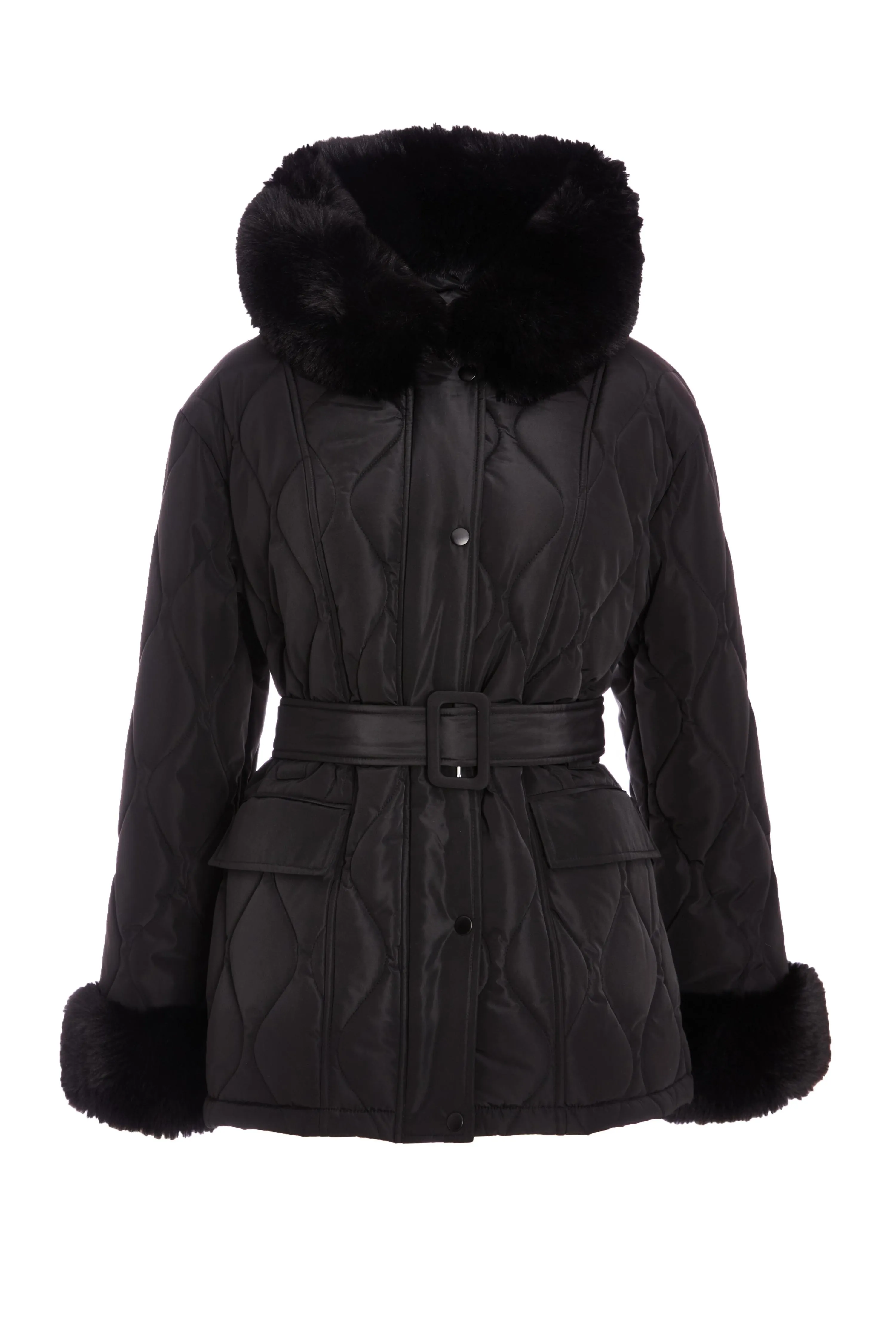 Black Faux Fur Trim Jacket 4 Black Faux Fur Trim Jacket