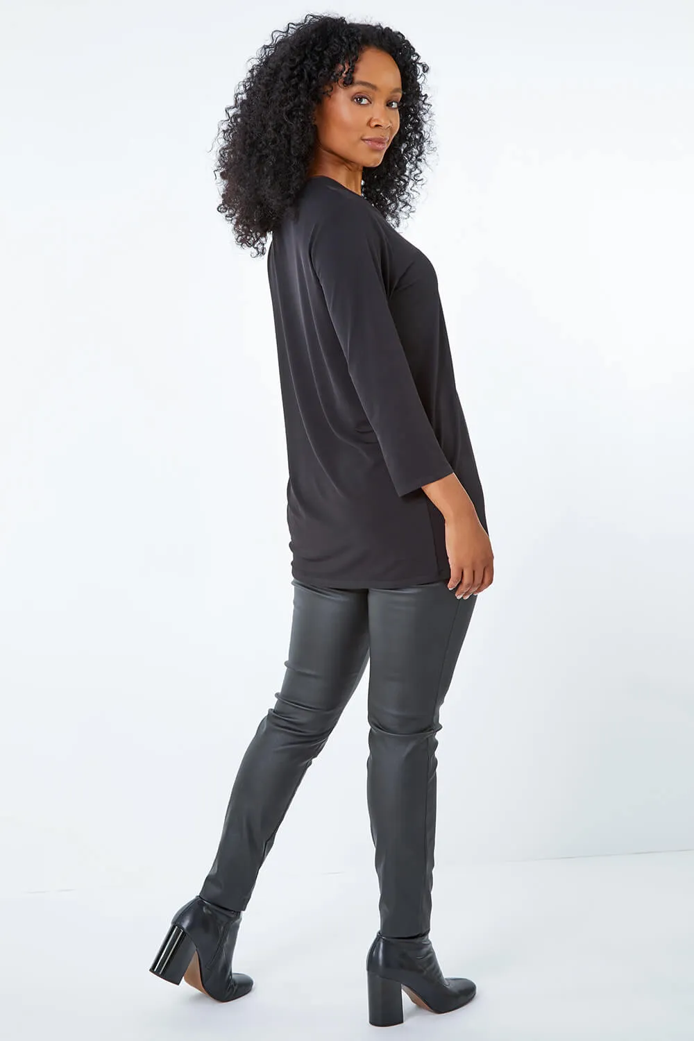 Petite Metallic Trim V-Neck Jersey Top 3 Petite Metallic Trim V-Neck Jersey Top