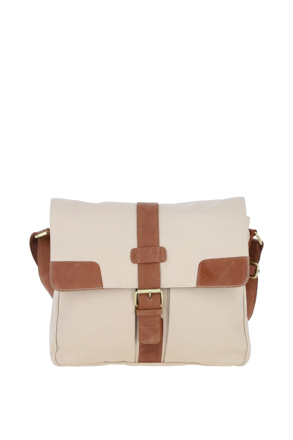 Genuine Leather X Canvas Unisex Crossbody Bag